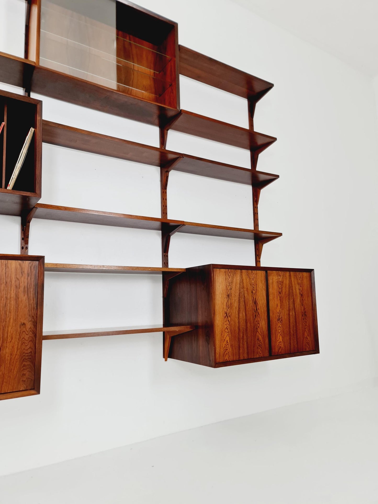 Big Mid century Danish Rosewood Wall Unit with 3 cabinets by Poul Cadovius for Cado, Denmark, 1960s