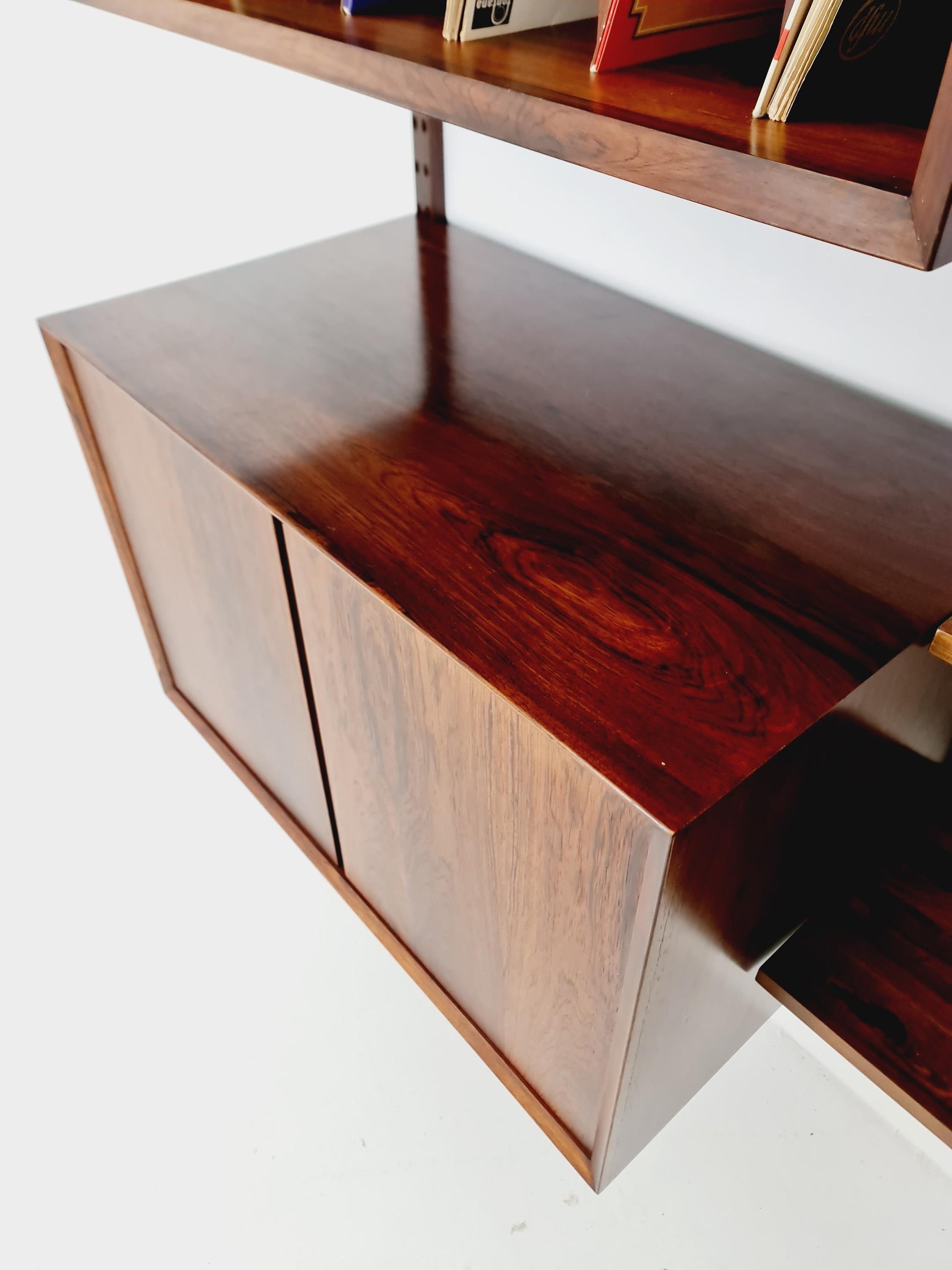 Big Mid century Danish Rosewood Wall Unit with 3 cabinets by Poul Cadovius for Cado, Denmark, 1960s
