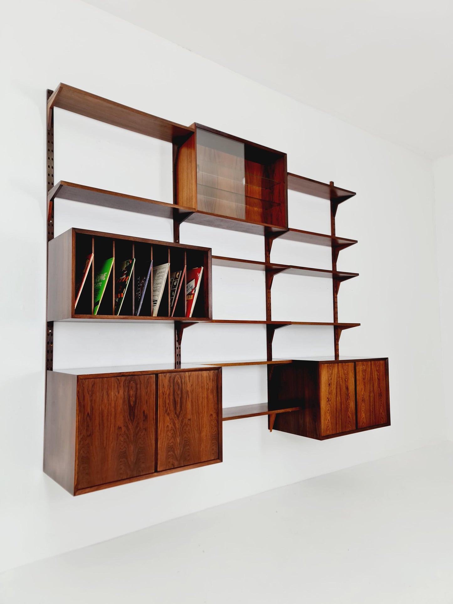 Big Mid century Danish Rosewood Wall Unit with 3 cabinets by Poul Cadovius for Cado, Denmark, 1960s