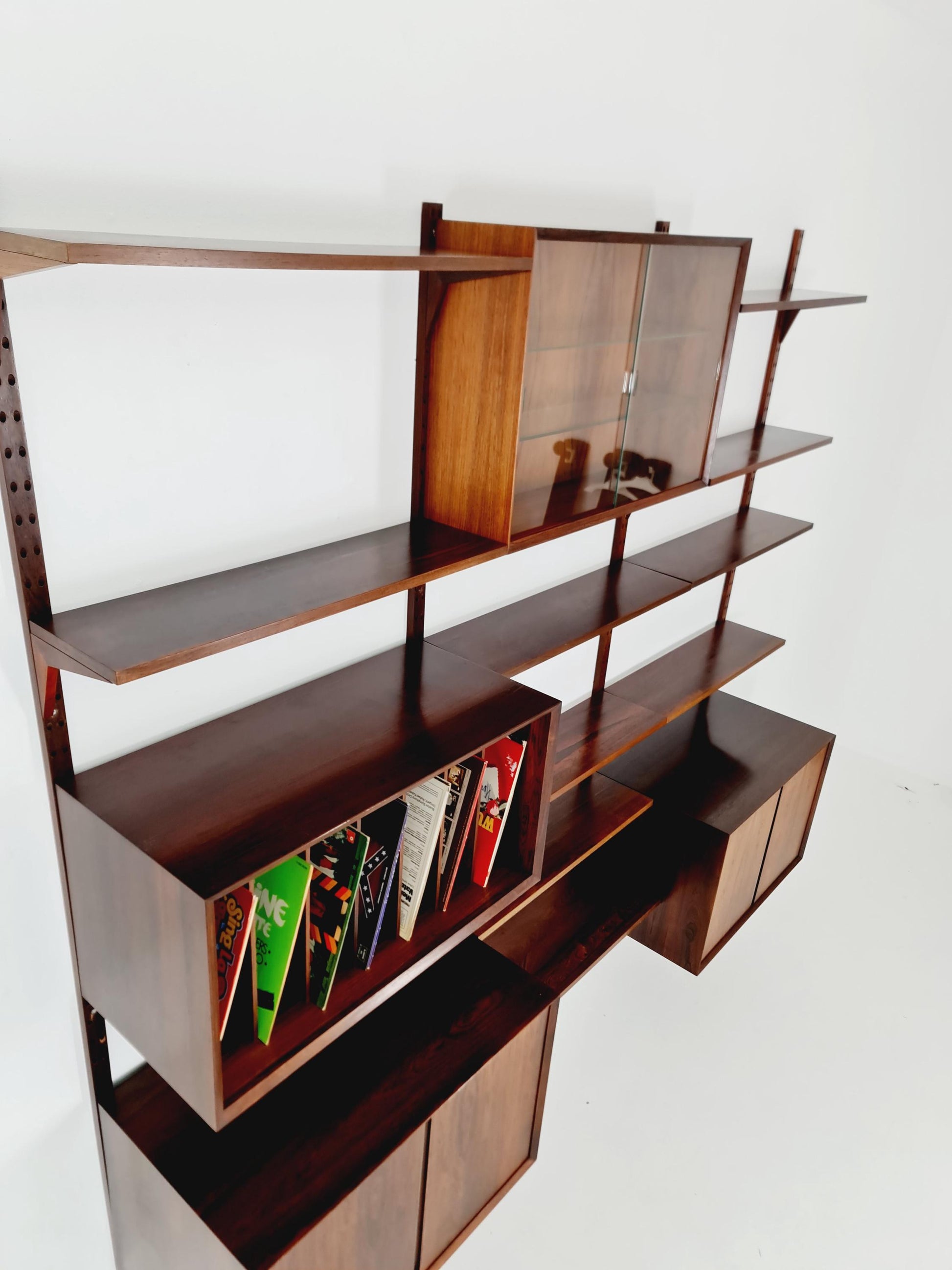 Big Mid century Danish Rosewood Wall Unit with 3 cabinets by Poul Cadovius for Cado, Denmark, 1960s