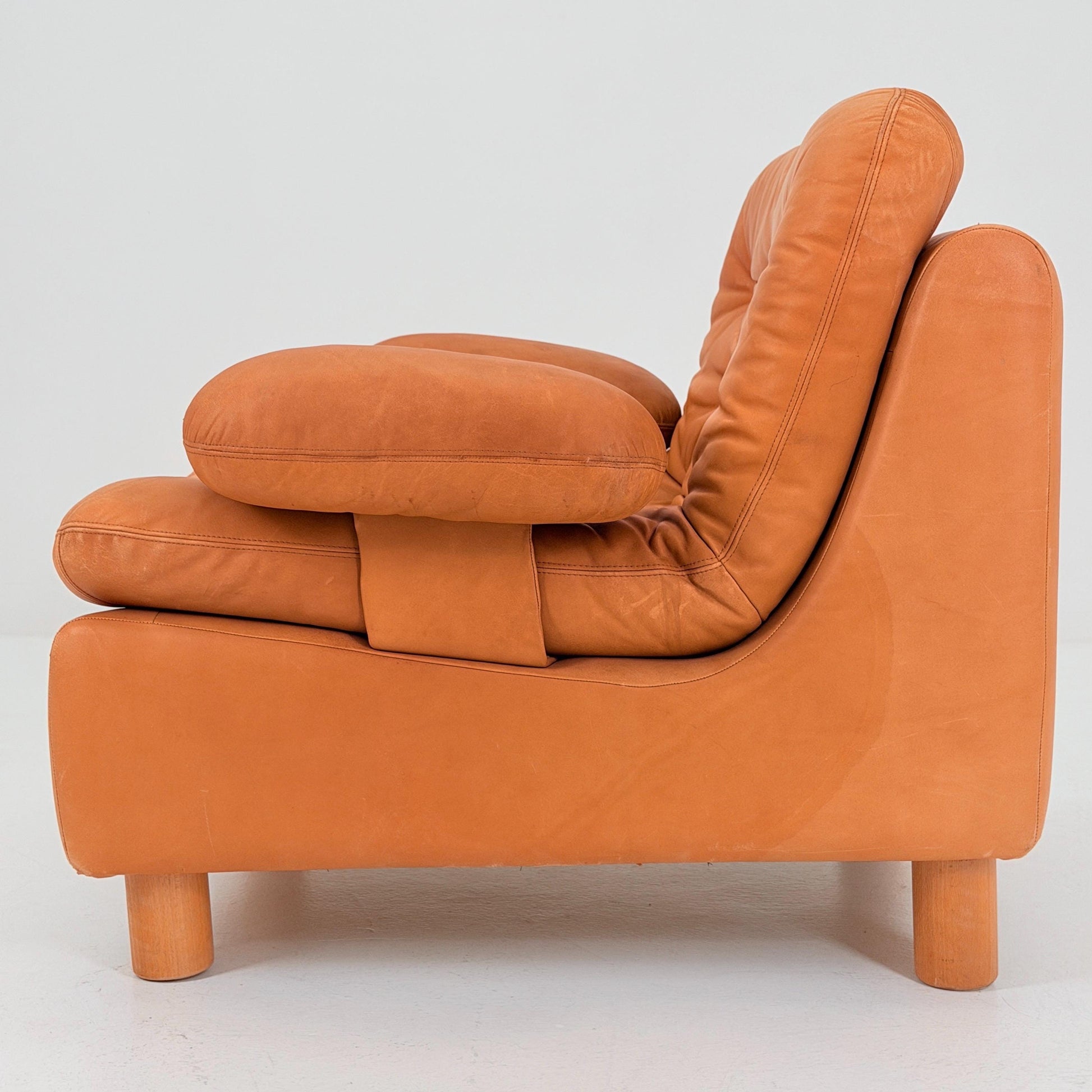 Mid Century Cognac Leather Lounge Chair | 1980s Germany