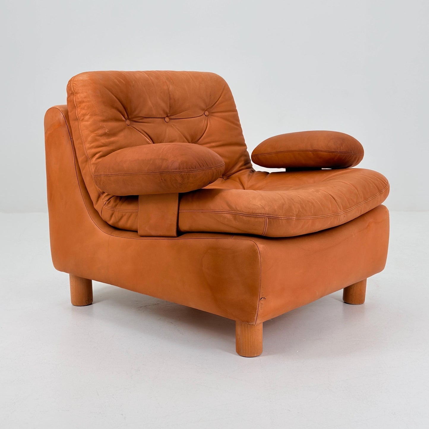 Mid Century Cognac Leather Lounge Chair | 1980s Germany