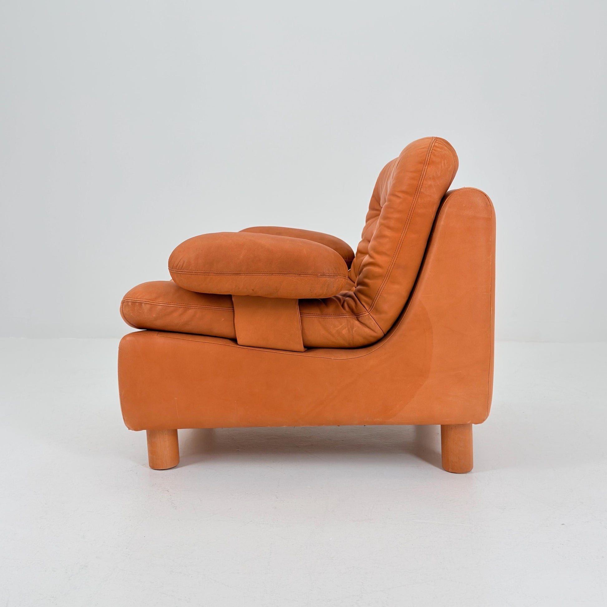 Mid Century Cognac Leather Lounge Chair | 1980s Germany