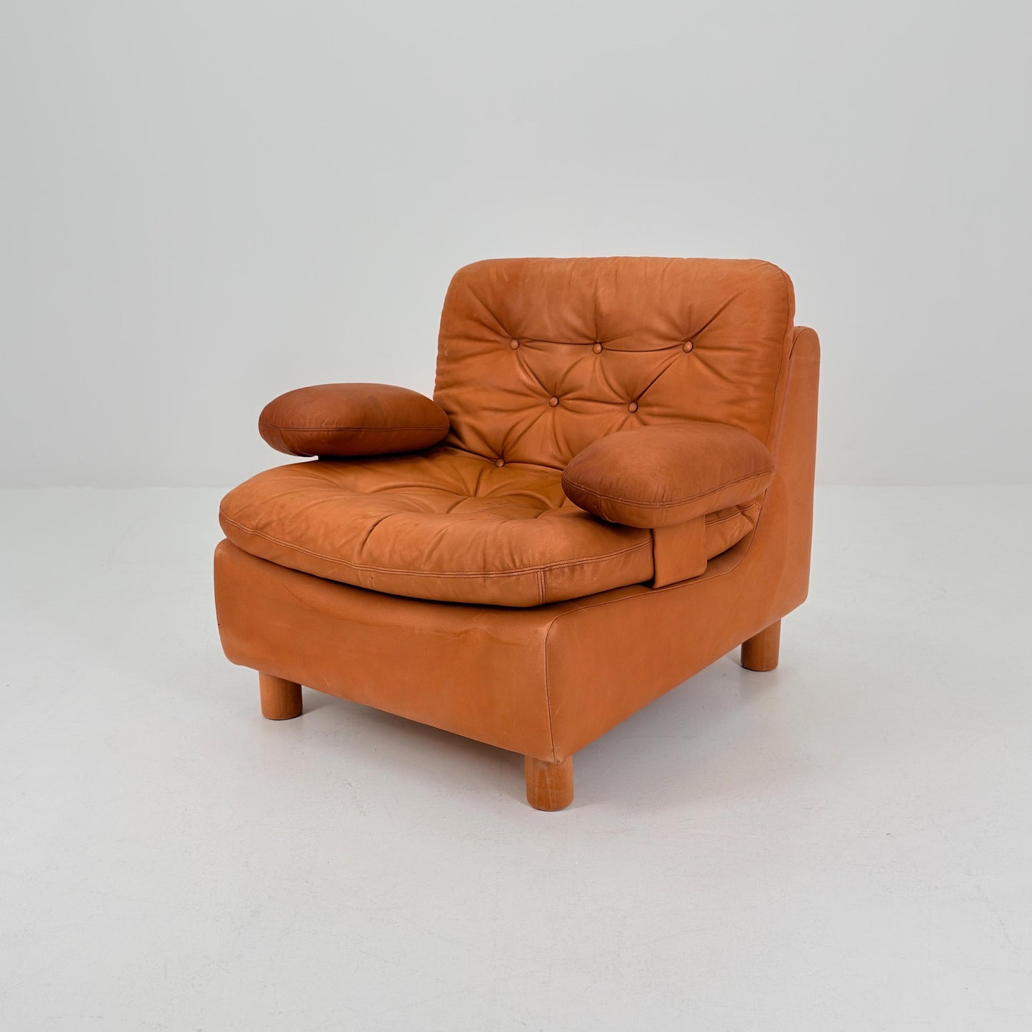 Mid Century Cognac Leather Lounge Chair | 1980s Germany