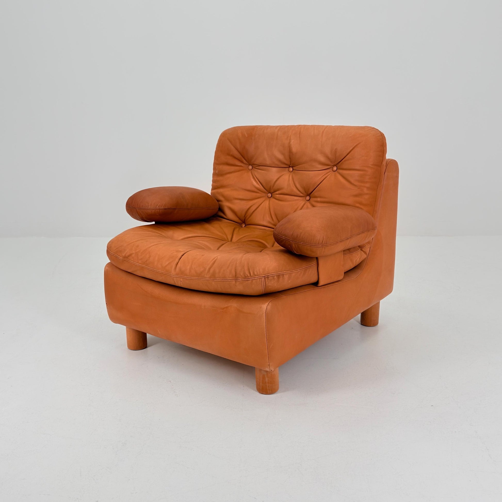 Mid Century Cognac Leather Lounge Chair | 1980s Germany