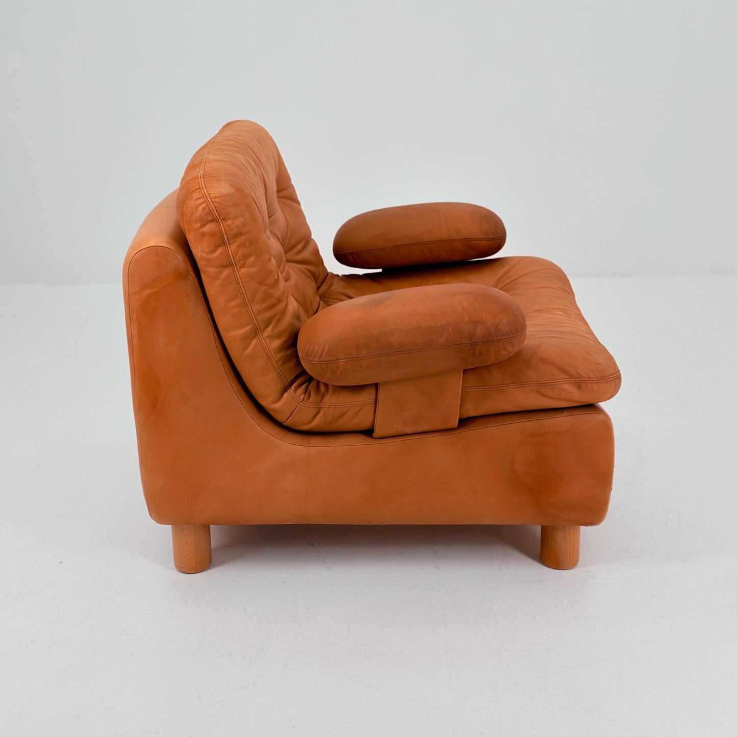 Mid Century Cognac Leather Lounge Chair | 1980s Germany