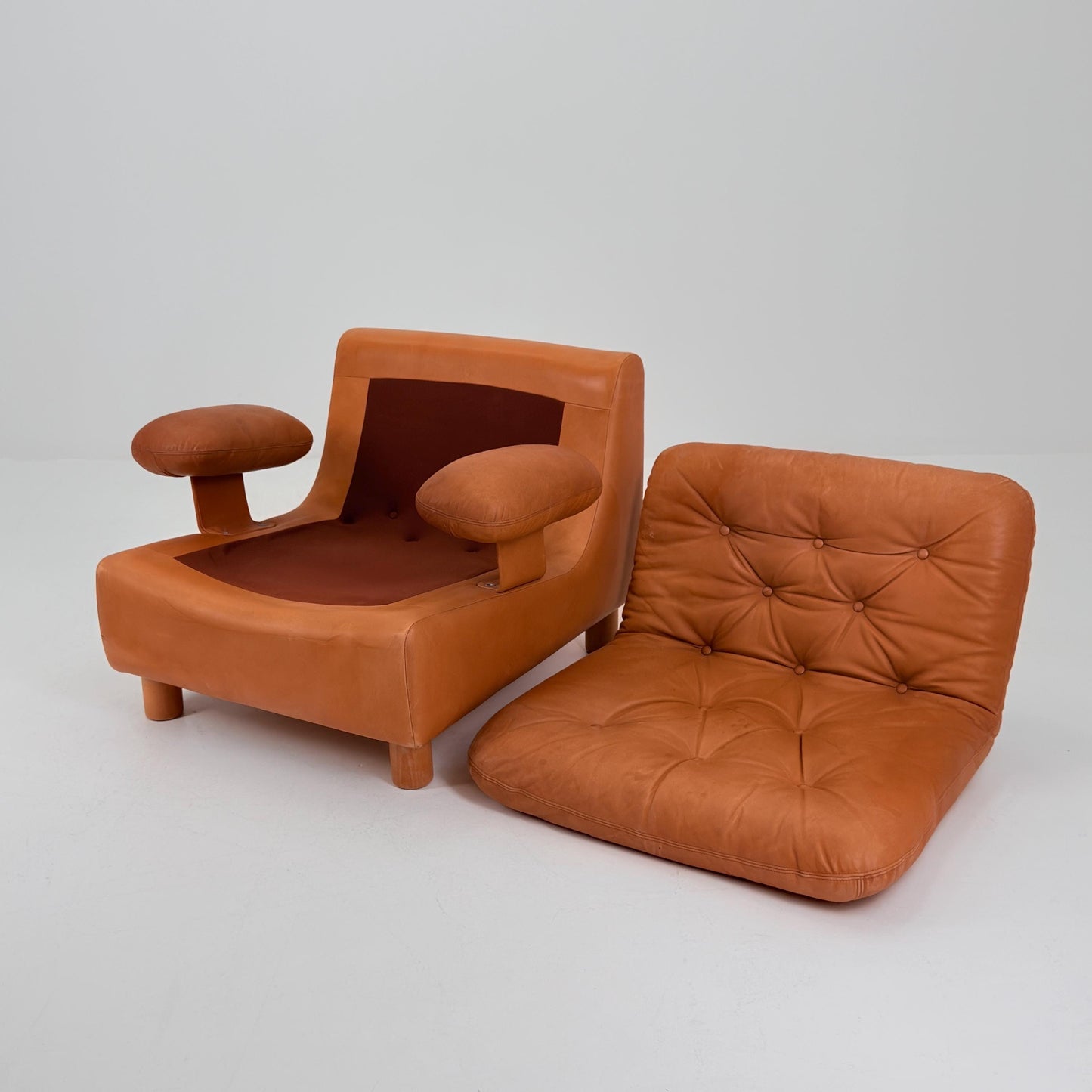Mid Century Cognac Leather Lounge Chair | 1980s Germany