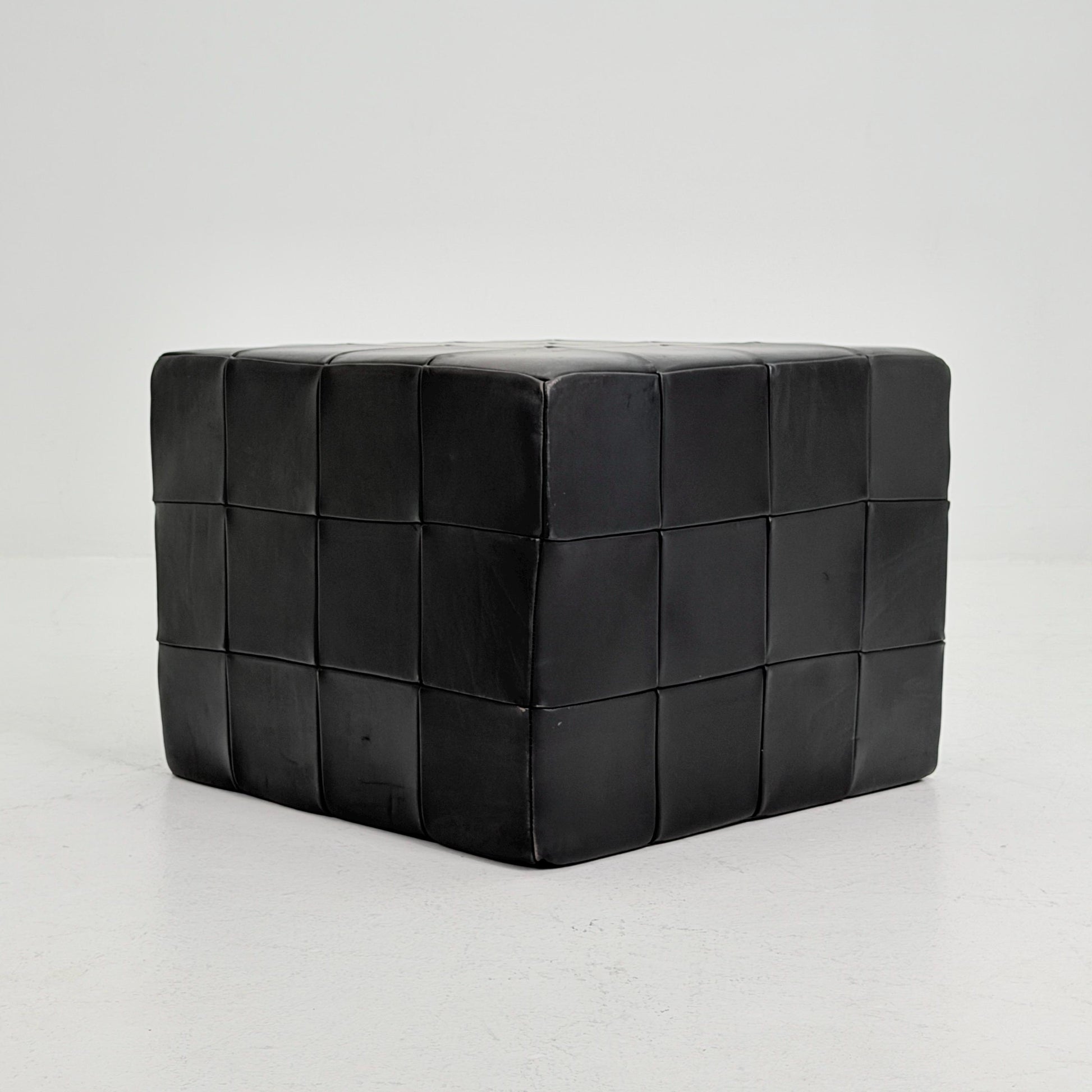 Mid century De Sede Patchwork Leather Pouf Ottoman, Switzerland 1970s