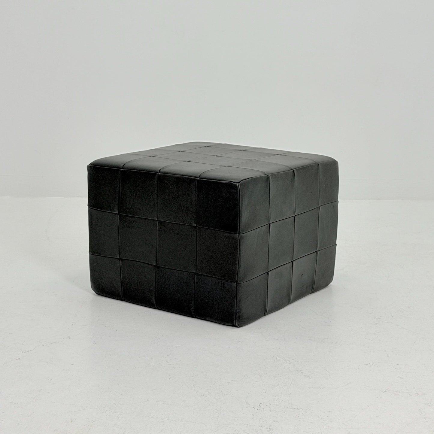 Mid century De Sede Patchwork Leather Pouf Ottoman, Switzerland 1970s