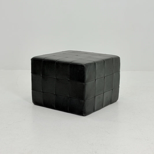 Mid century De Sede Patchwork Leather Pouf Ottoman, Switzerland 1970s