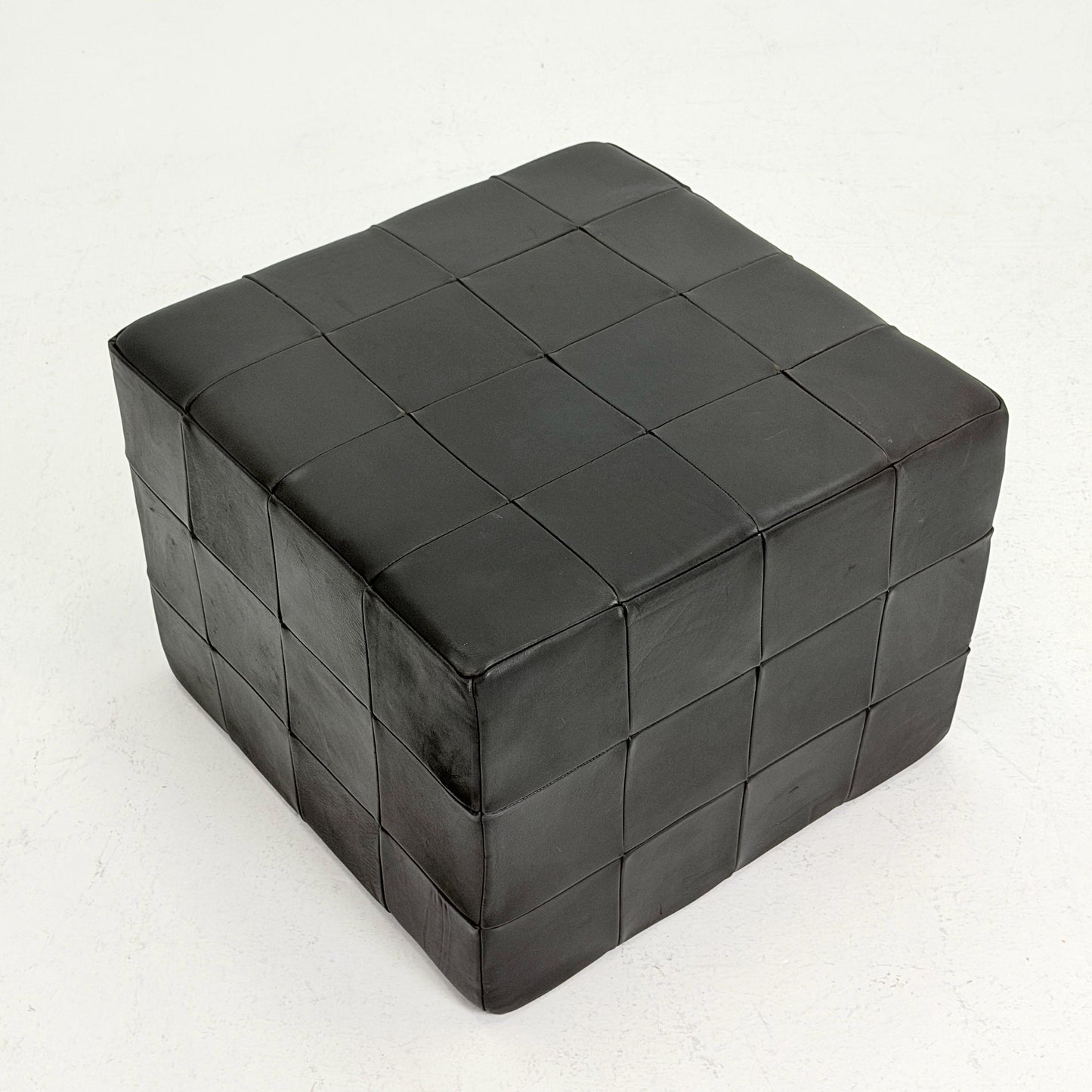 Mid century De Sede Patchwork Leather Pouf Ottoman, Switzerland 1970s