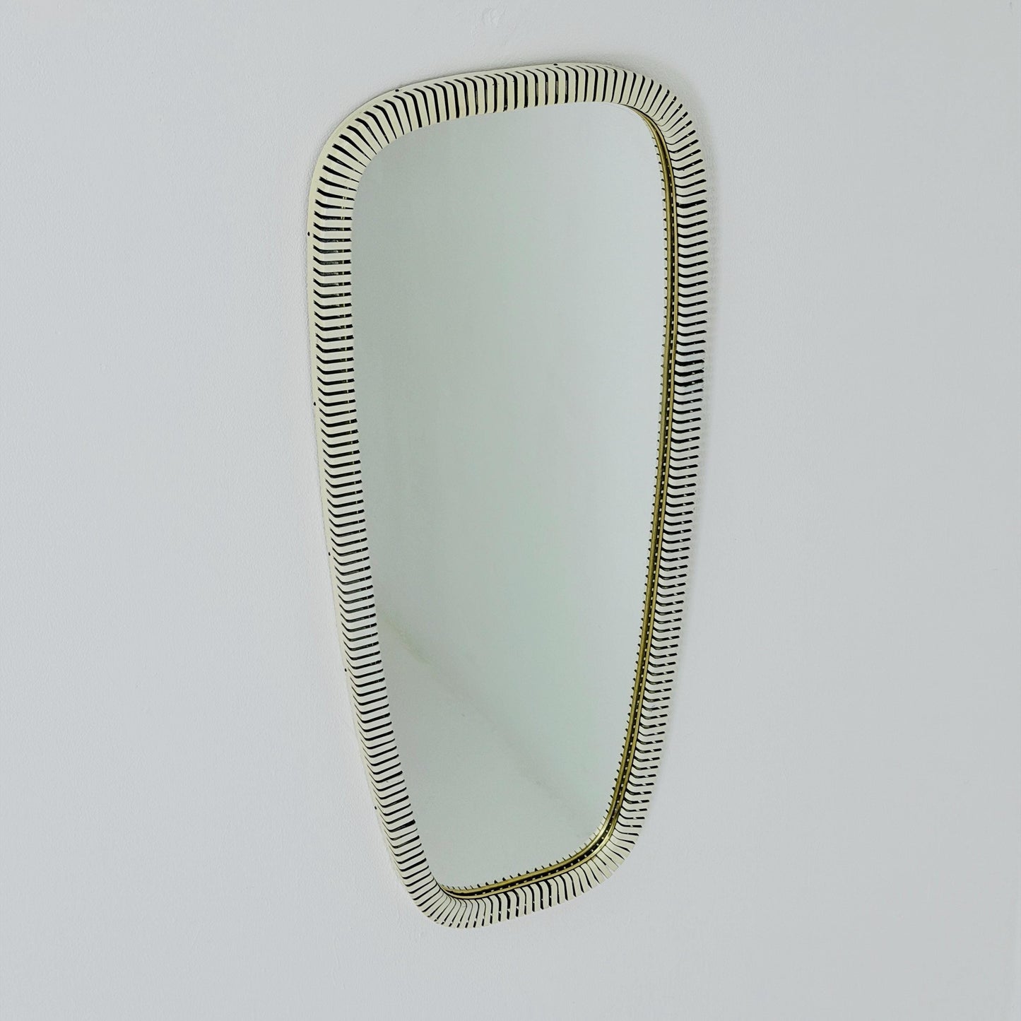 mid-century brass wall mirror with braided hanging strap from West Spiegel, Germany, 1960s