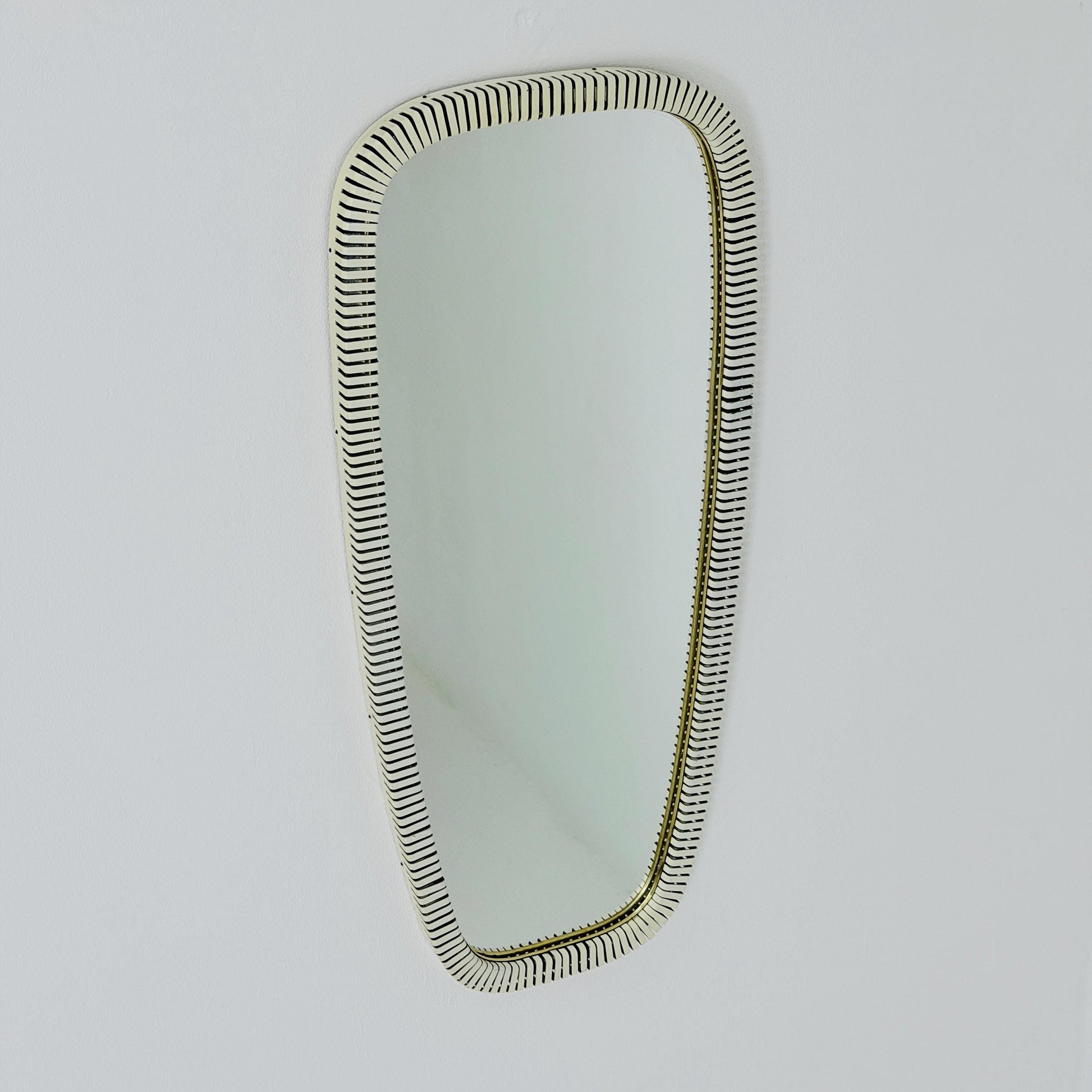 mid-century brass wall mirror with braided hanging strap from West Spiegel, Germany, 1960s