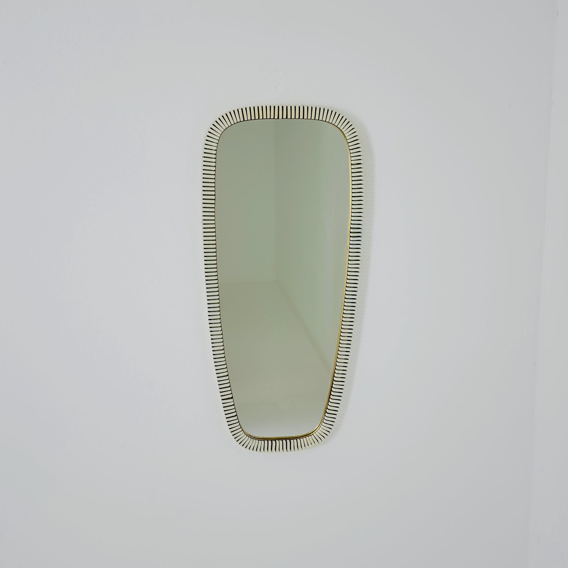 mid-century brass wall mirror with braided hanging strap from West Spiegel, Germany, 1960s