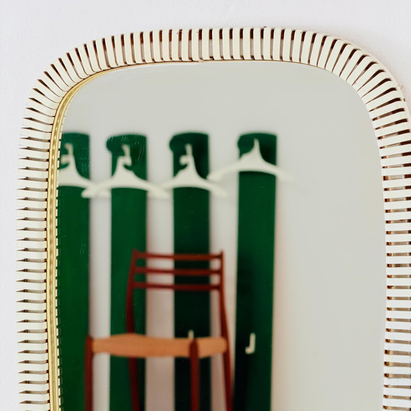 mid-century brass wall mirror with braided hanging strap from West Spiegel, Germany, 1960s