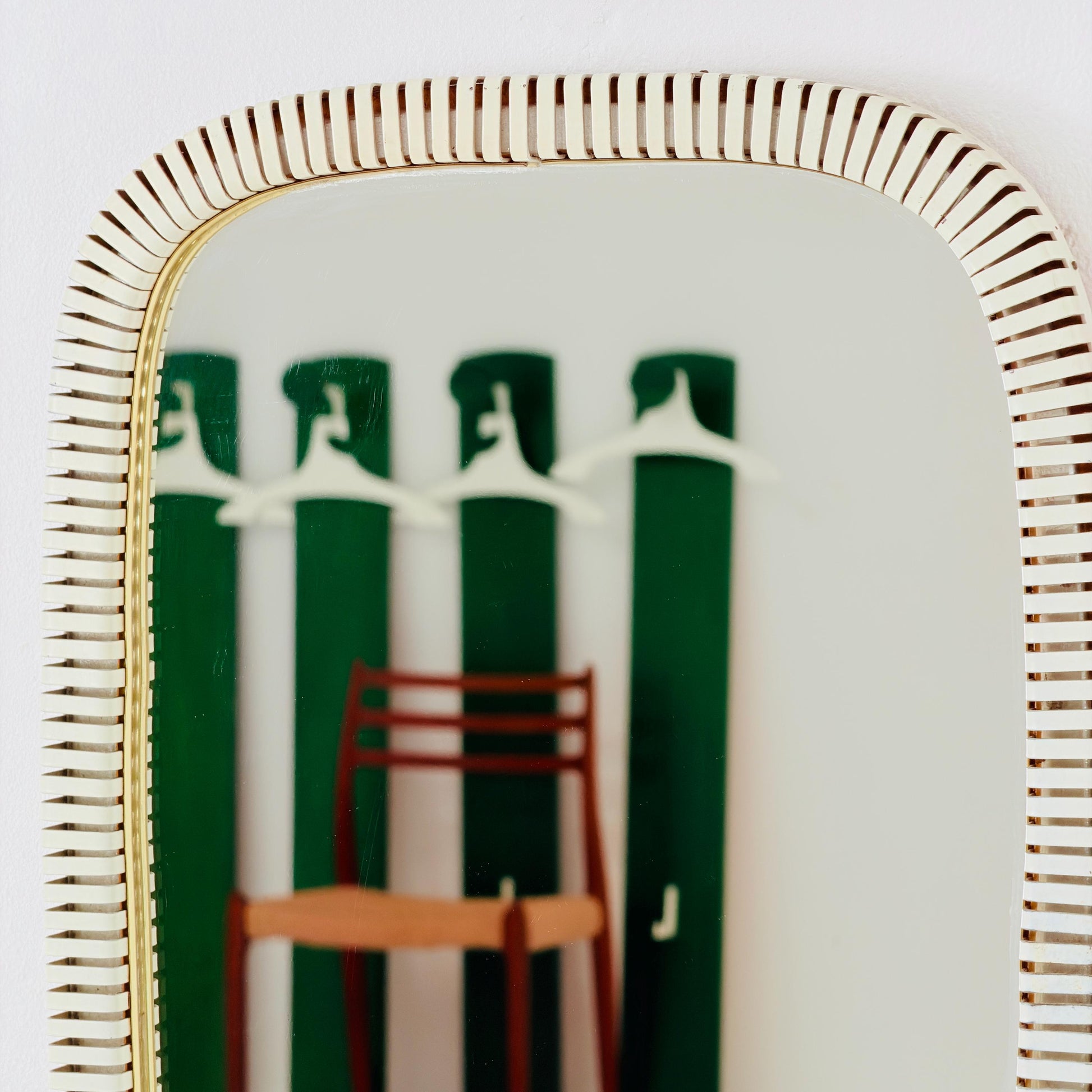 mid-century brass wall mirror with braided hanging strap from West Spiegel, Germany, 1960s