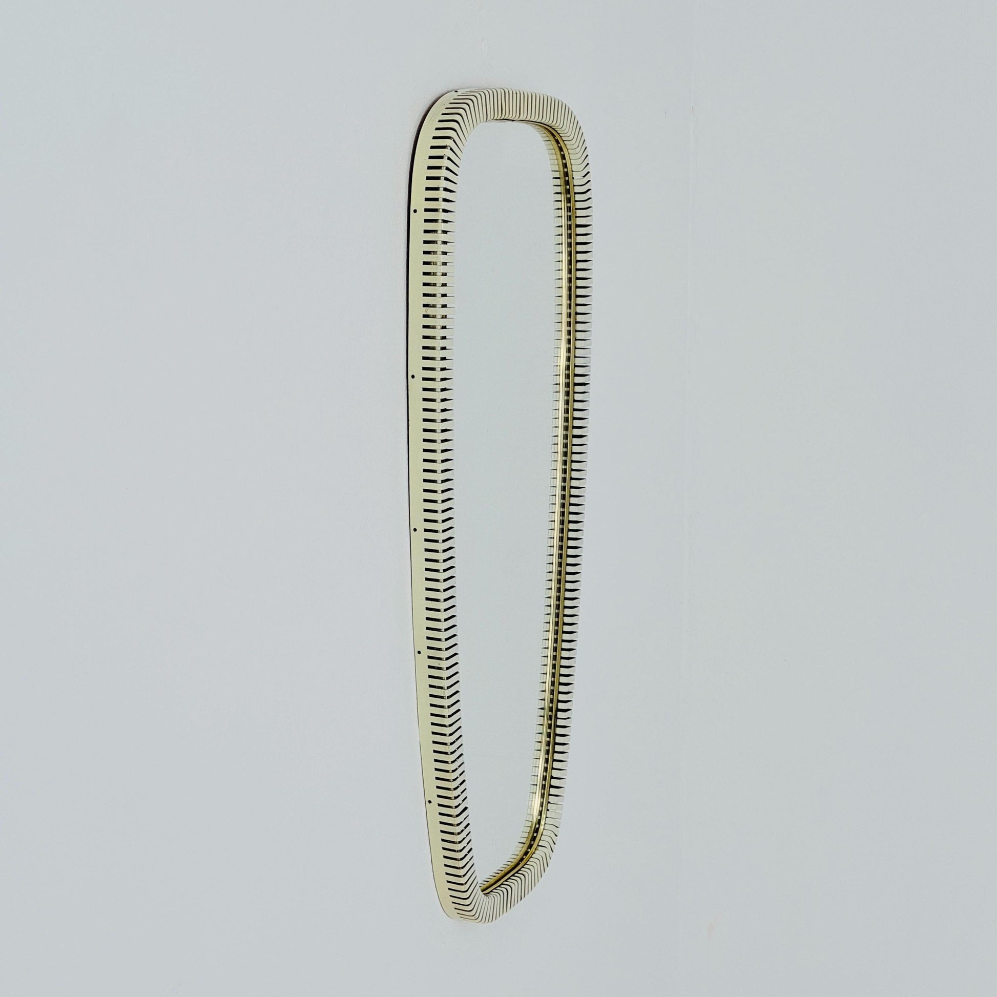 mid-century brass wall mirror with braided hanging strap from West Spiegel, Germany, 1960s