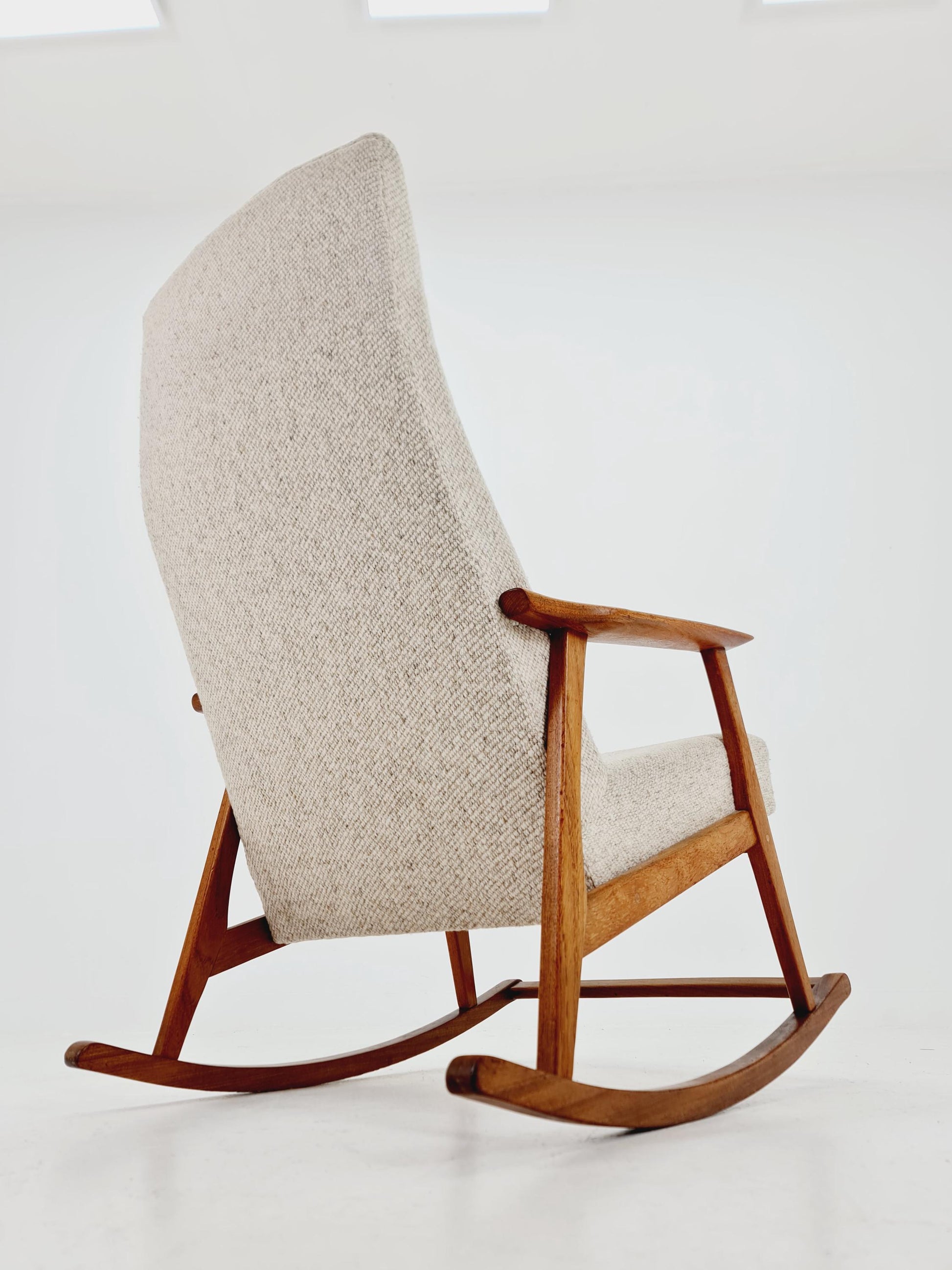 Mid century Scandinavian solid teak Rocking Chair , 1960s