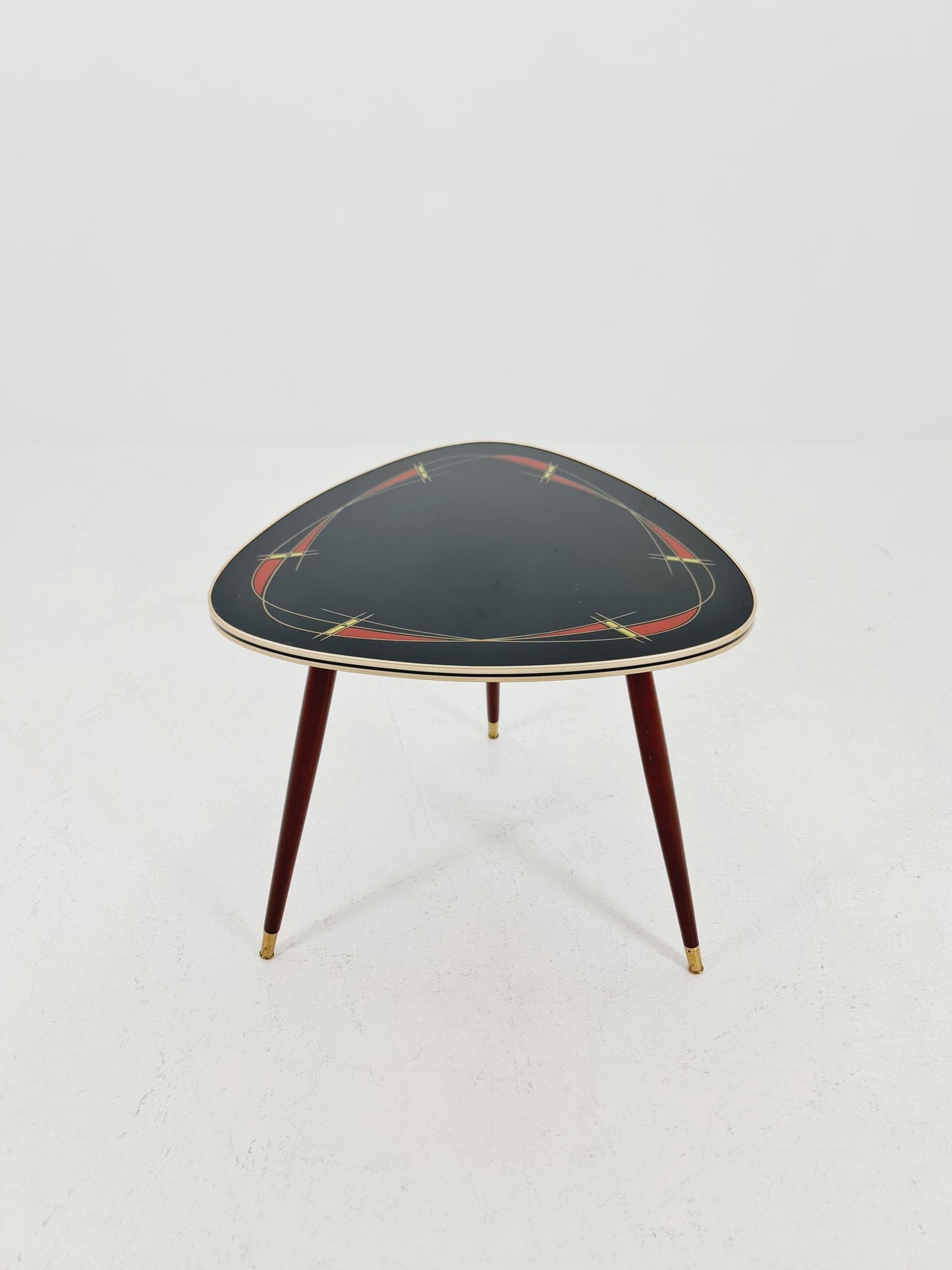German Mid-Century Tripod Glass & Brass Coffee Table 1950s