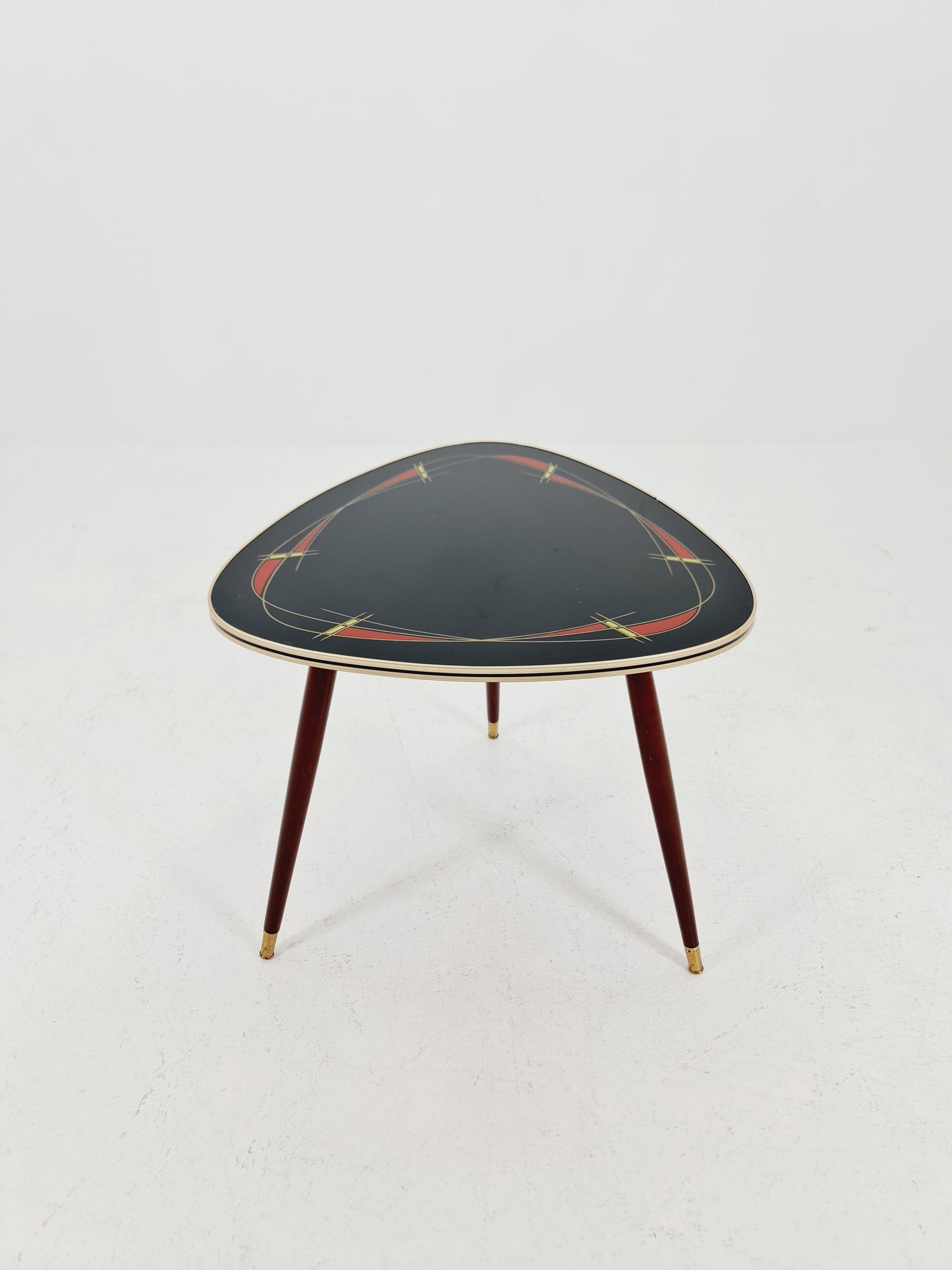 German Mid-Century Tripod Glass & Brass Coffee Table 1950s