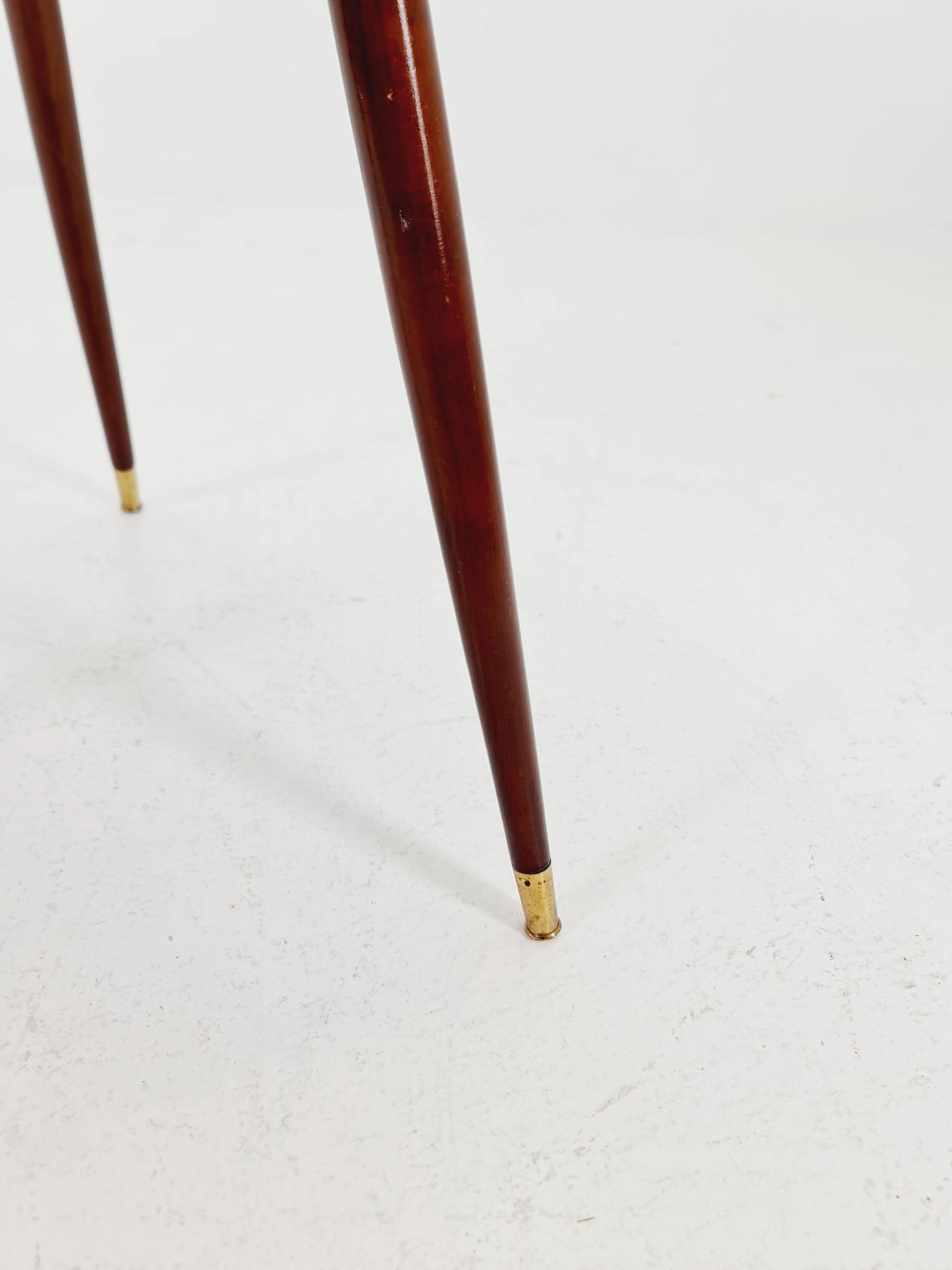 German Mid-Century Tripod Glass & Brass Coffee Table 1950s