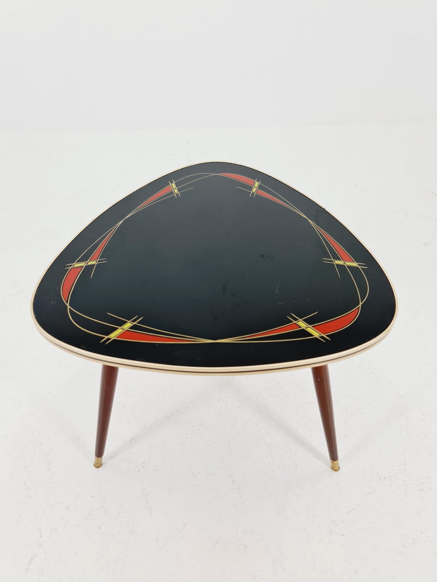 German Mid-Century Tripod Glass & Brass Coffee Table 1950s