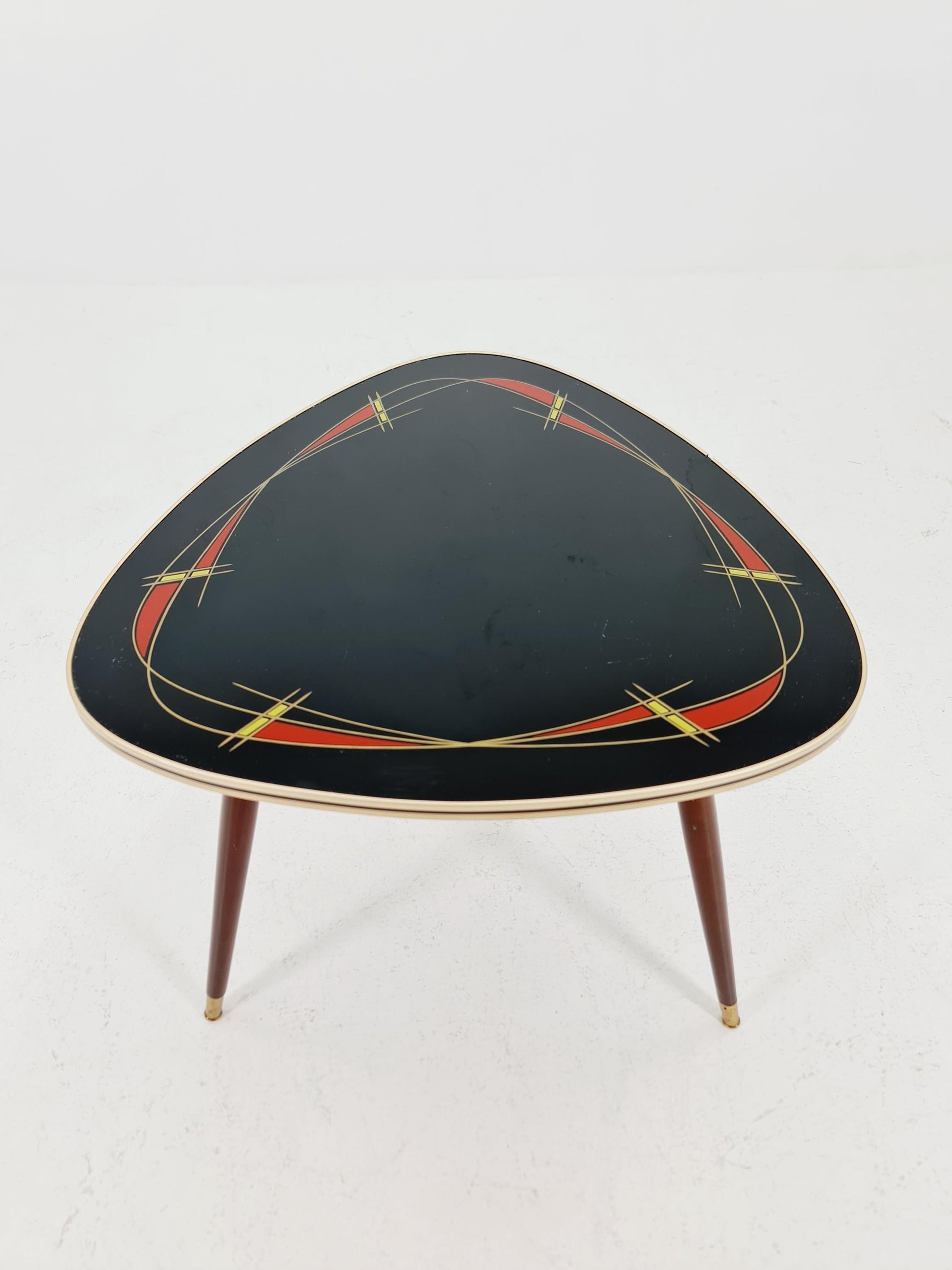 German Mid-Century Tripod Glass & Brass Coffee Table 1950s