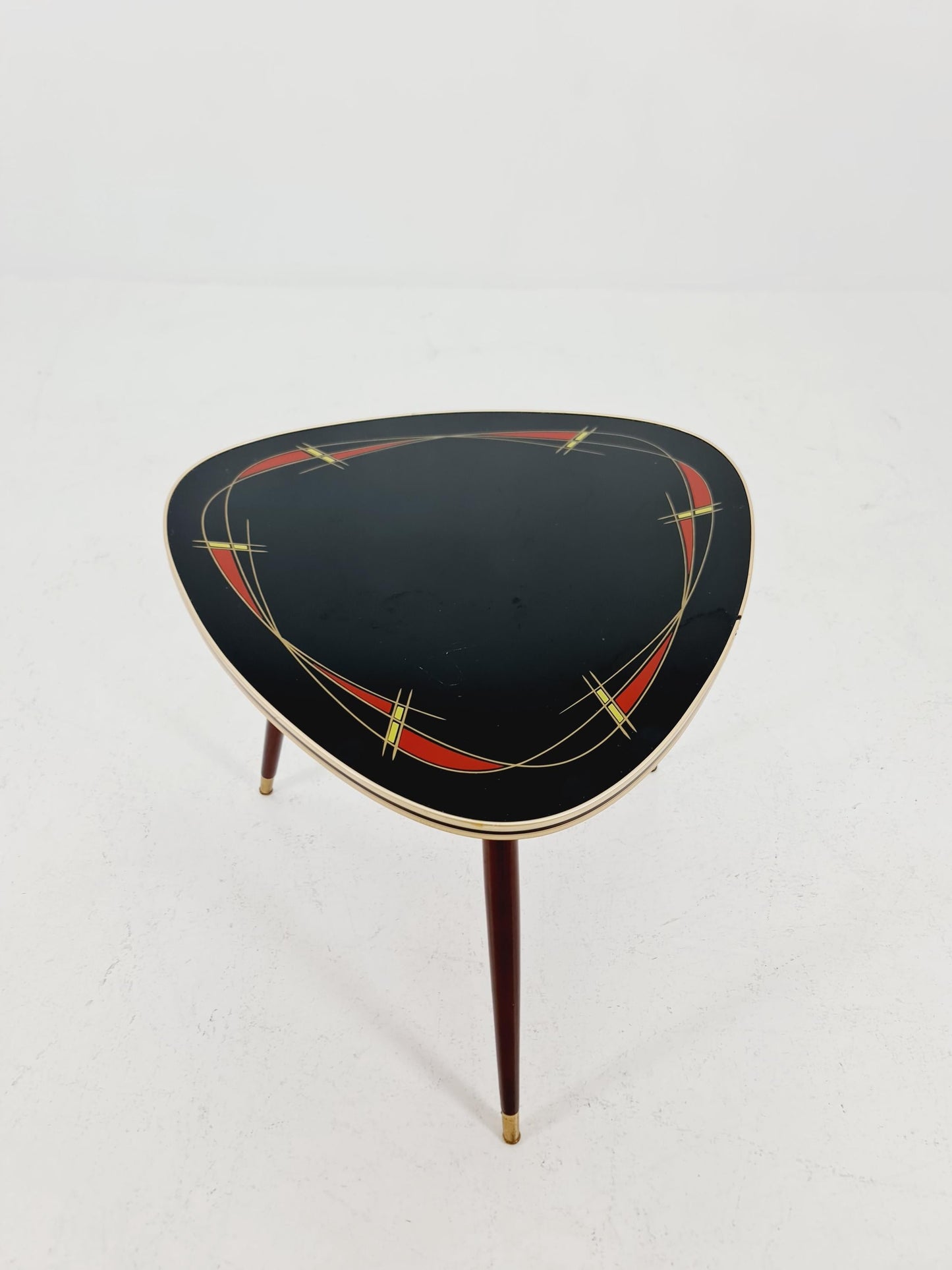 German Mid-Century Tripod Glass & Brass Coffee Table 1950s