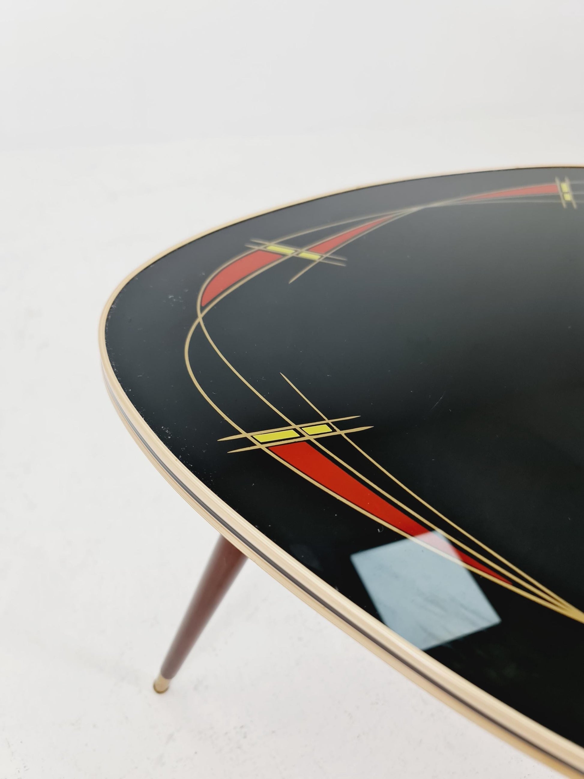 German Mid-Century Tripod Glass & Brass Coffee Table 1950s
