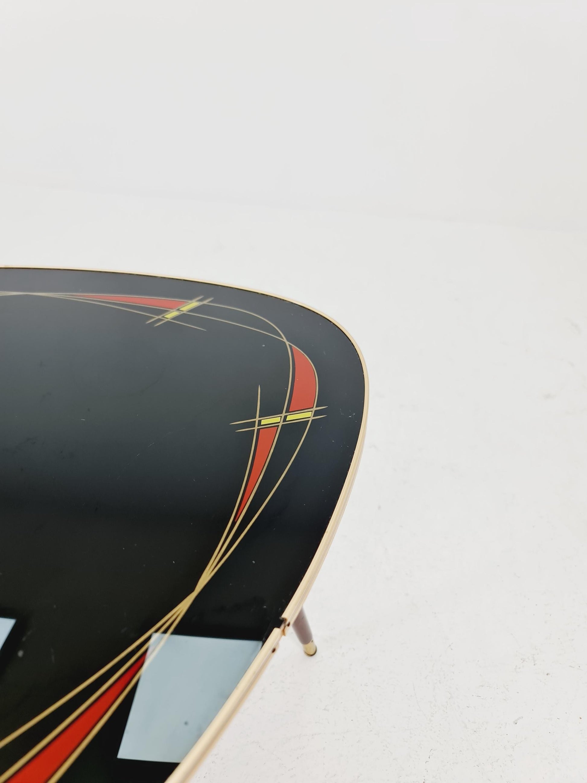 German Mid-Century Tripod Glass & Brass Coffee Table 1950s