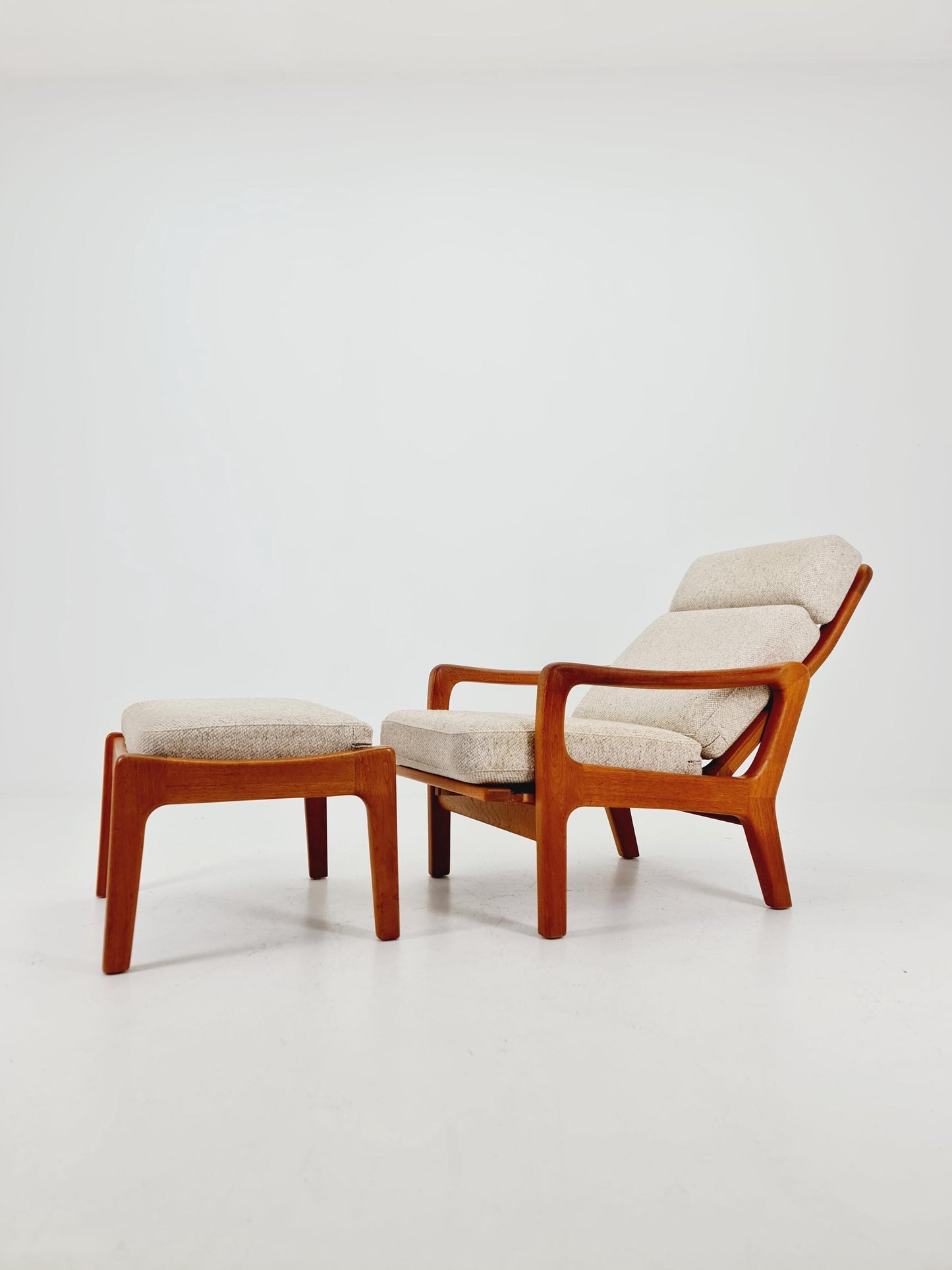 Mid-century Rare Danish Solid teak lounge chair with ottoman by Jens-Juul Christensen For JK Denmark 1960s