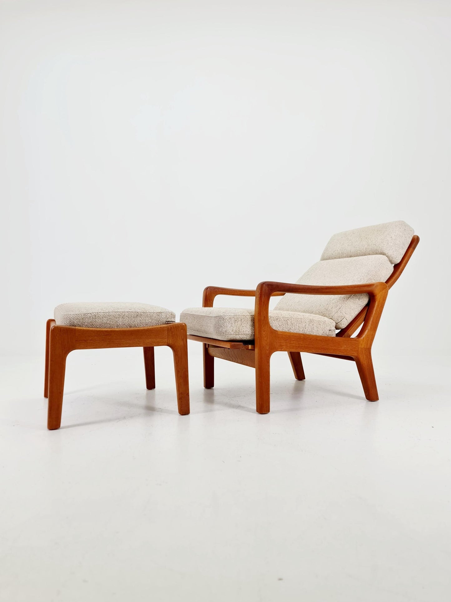Mid-century Rare Danish Solid teak lounge chair with ottoman by Jens-Juul Christensen For JK Denmark 1960s