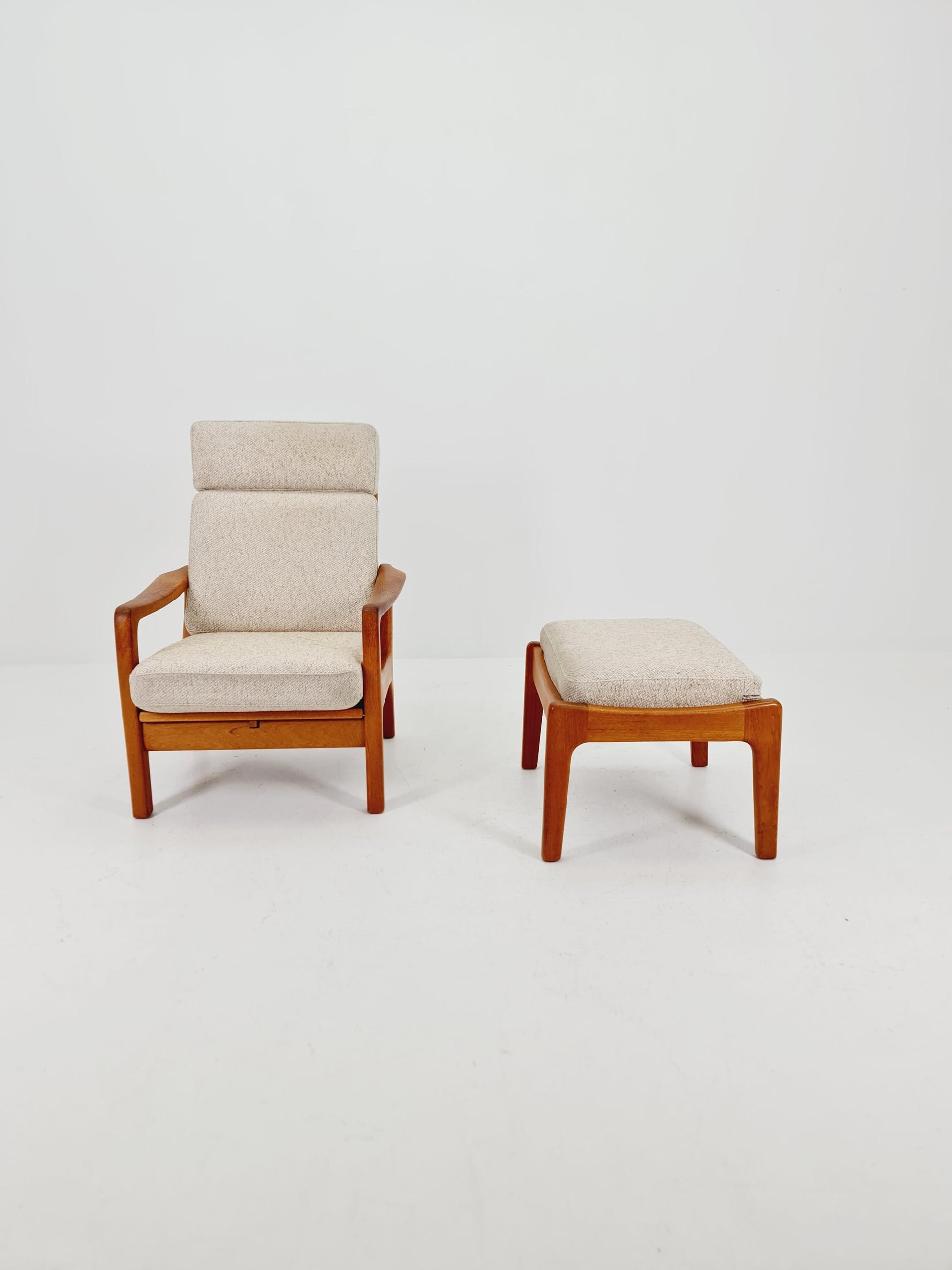 Mid-century Rare Danish Solid teak lounge chair with ottoman by Jens-Juul Christensen For JK Denmark 1960s