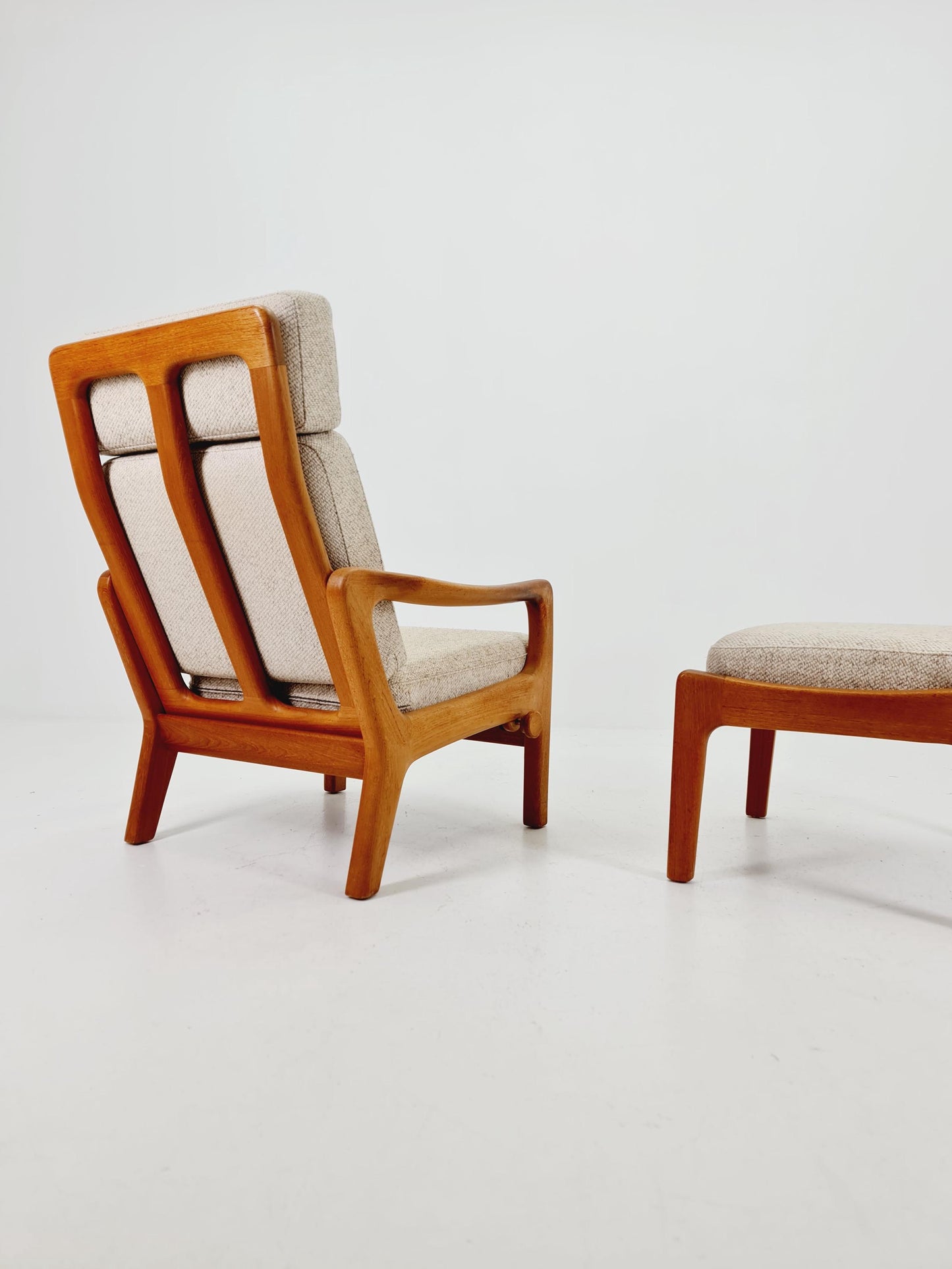 Mid-century Rare Danish Solid teak lounge chair with ottoman by Jens-Juul Christensen For JK Denmark 1960s