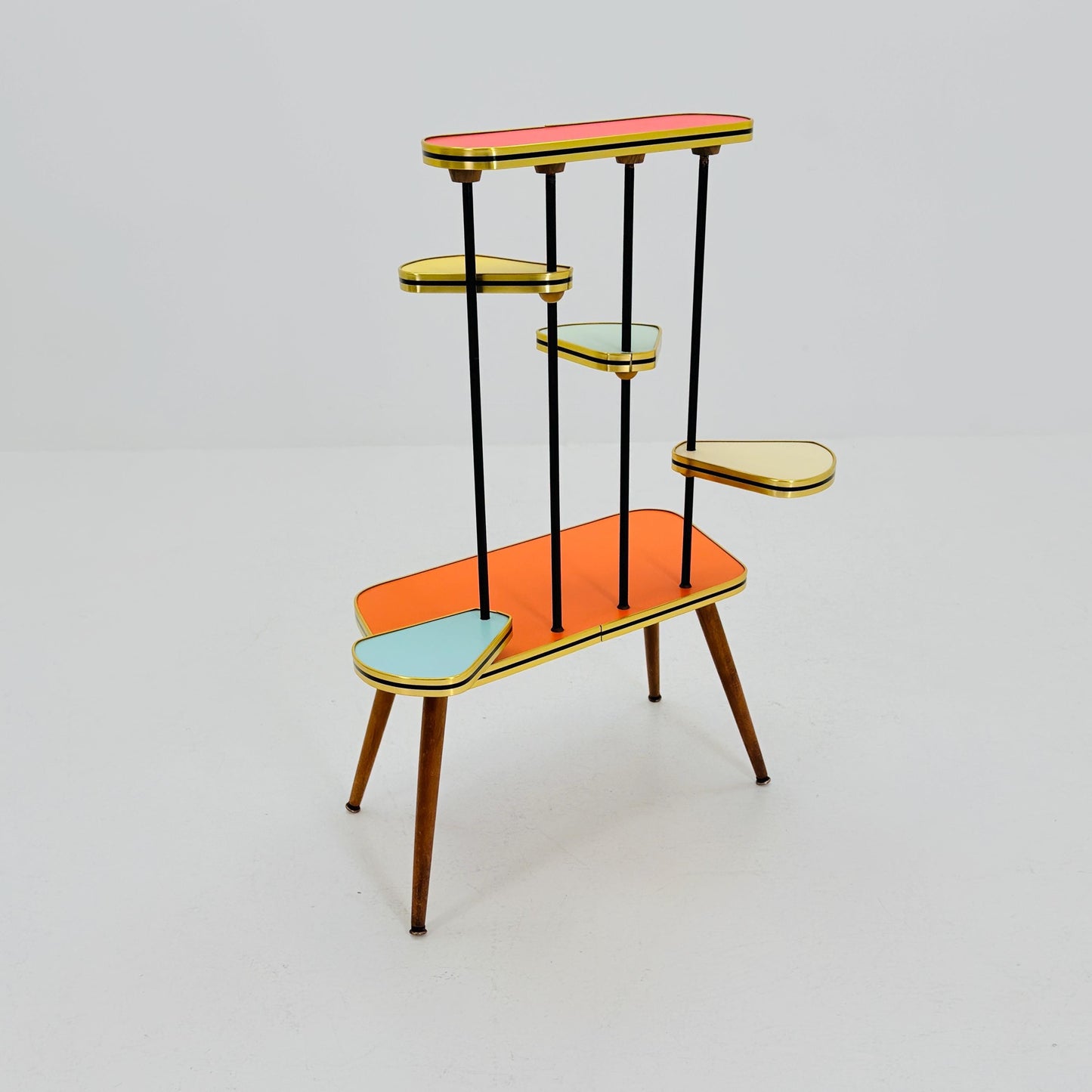 Mid Century Modern Plant Stand Germany 1960s | Colorful Vintage Flower Table | Minimalist Indoor Plant Holder | Retro Side Table