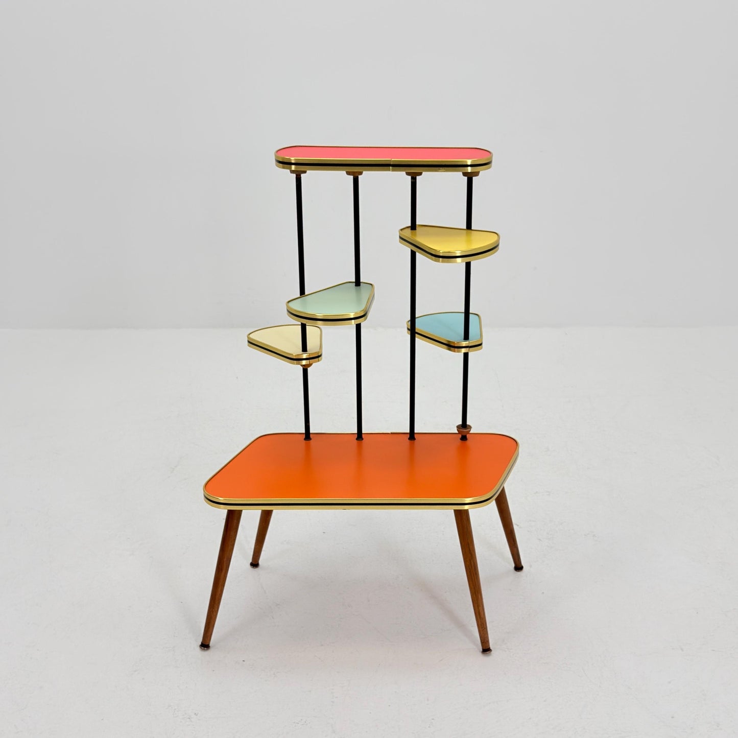 Mid Century Modern Plant Stand Germany 1960s | Colorful Vintage Flower Table | Minimalist Indoor Plant Holder | Retro Side Table