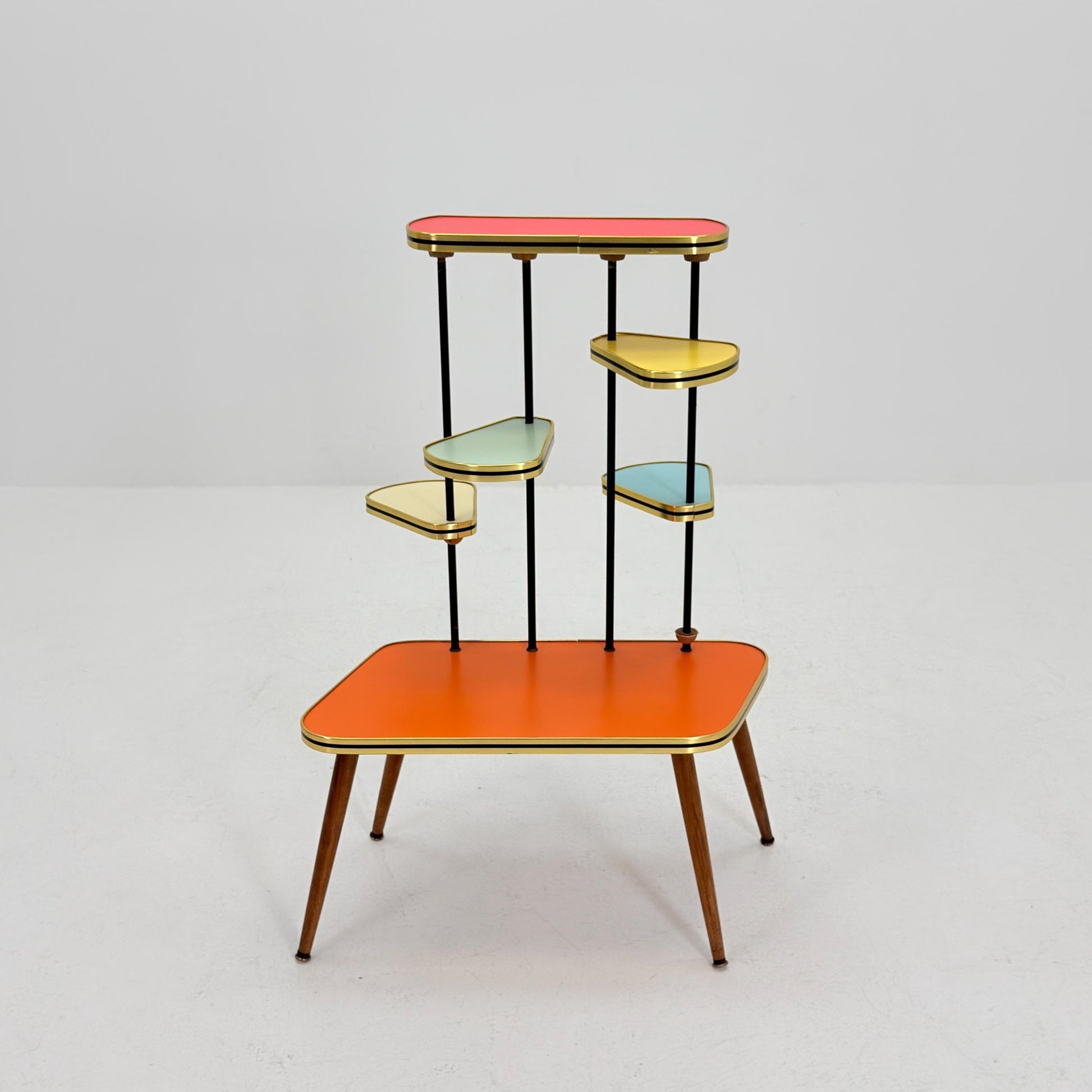 Mid Century Modern Plant Stand Germany 1960s | Colorful Vintage Flower Table | Minimalist Indoor Plant Holder | Retro Side Table