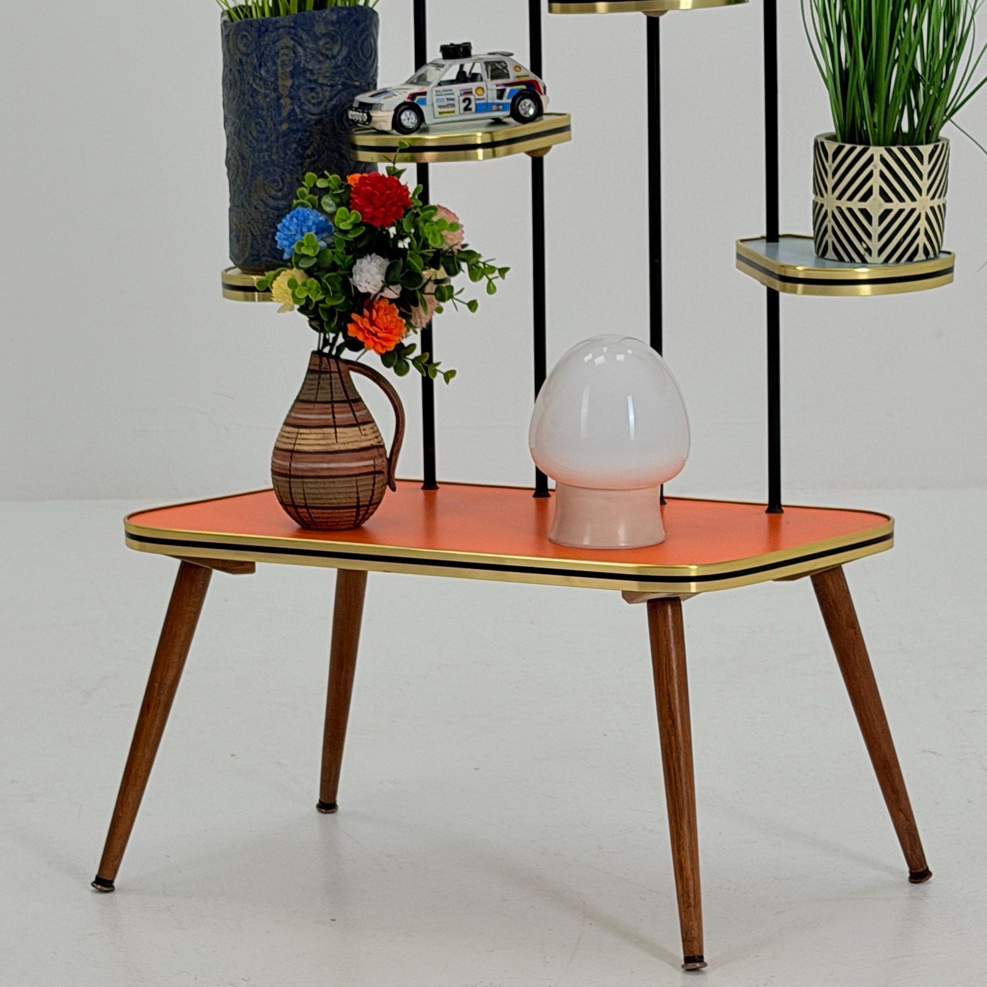Mid Century Modern Plant Stand Germany 1960s | Colorful Vintage Flower Table | Minimalist Indoor Plant Holder | Retro Side Table
