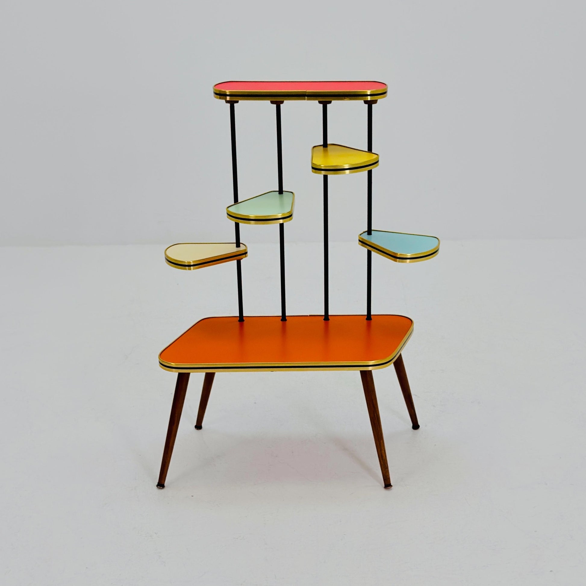 Mid Century Modern Plant Stand Germany 1960s | Colorful Vintage Flower Table | Minimalist Indoor Plant Holder | Retro Side Table