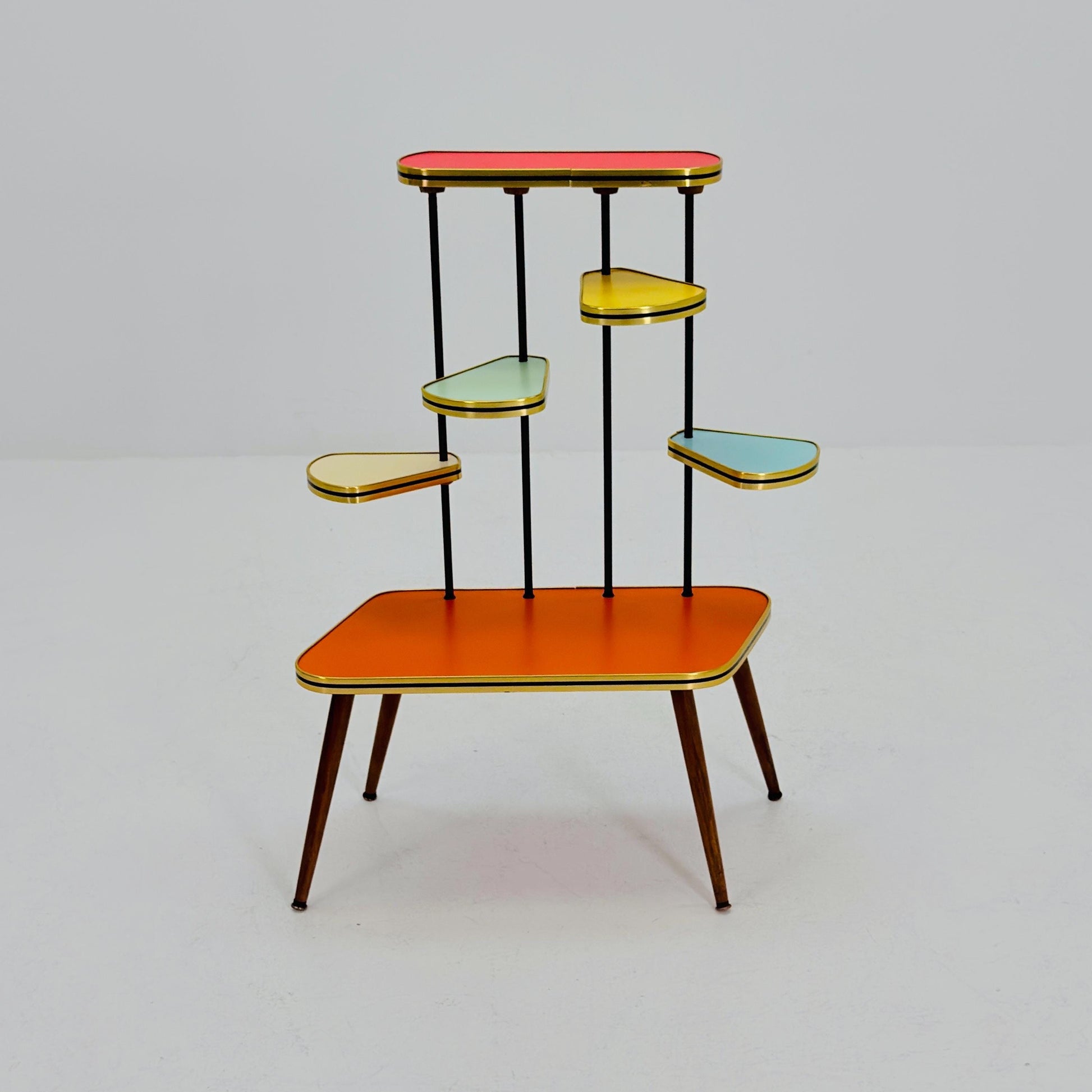 Mid Century Modern Plant Stand Germany 1960s | Colorful Vintage Flower Table | Minimalist Indoor Plant Holder | Retro Side Table