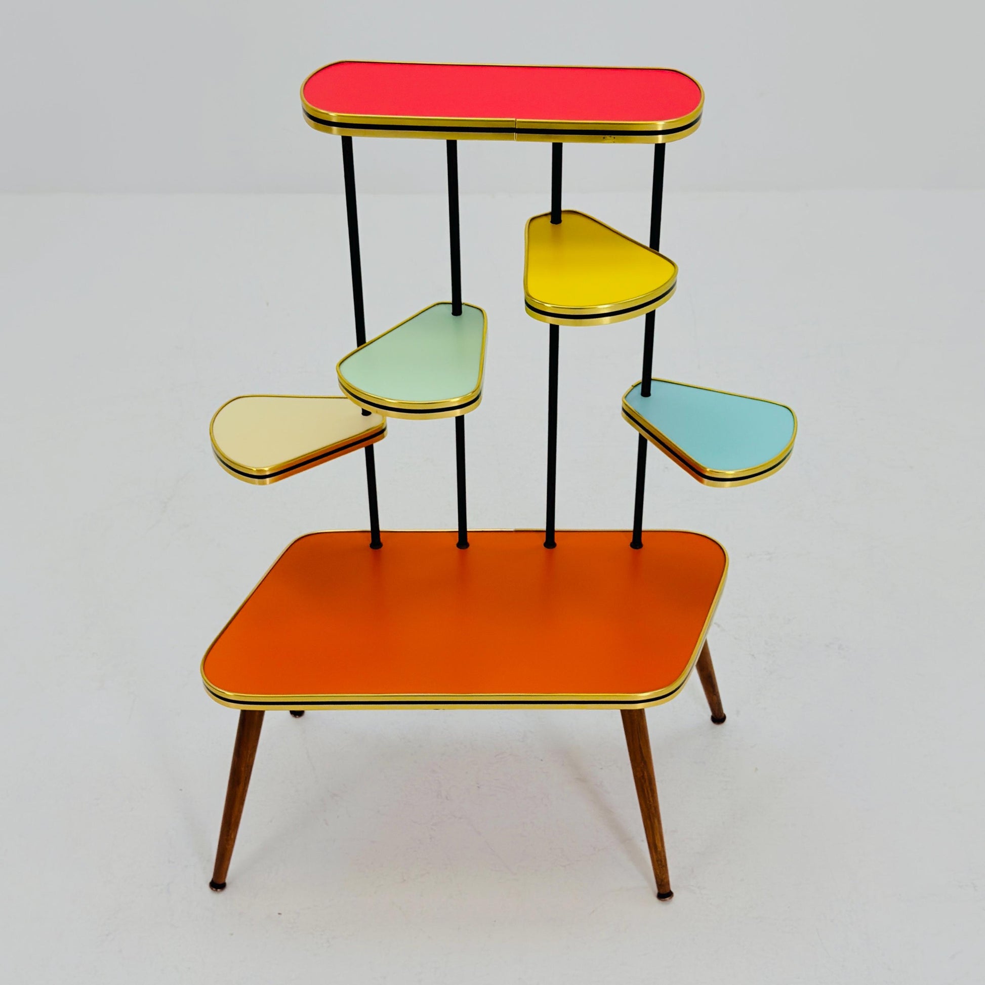 Mid Century Modern Plant Stand Germany 1960s | Colorful Vintage Flower Table | Minimalist Indoor Plant Holder | Retro Side Table