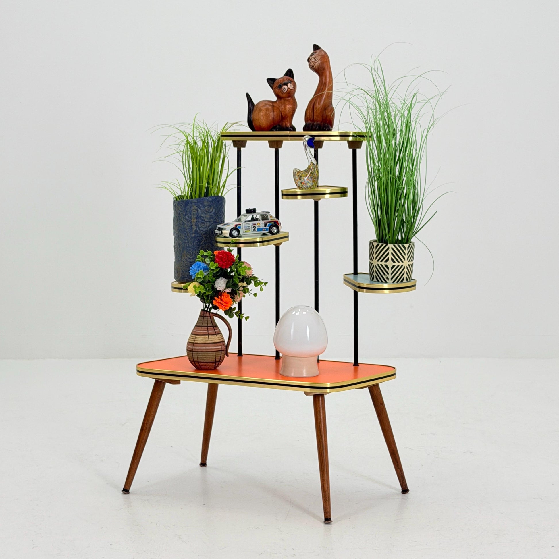 Mid Century Modern Plant Stand Germany 1960s | Colorful Vintage Flower Table | Minimalist Indoor Plant Holder | Retro Side Table