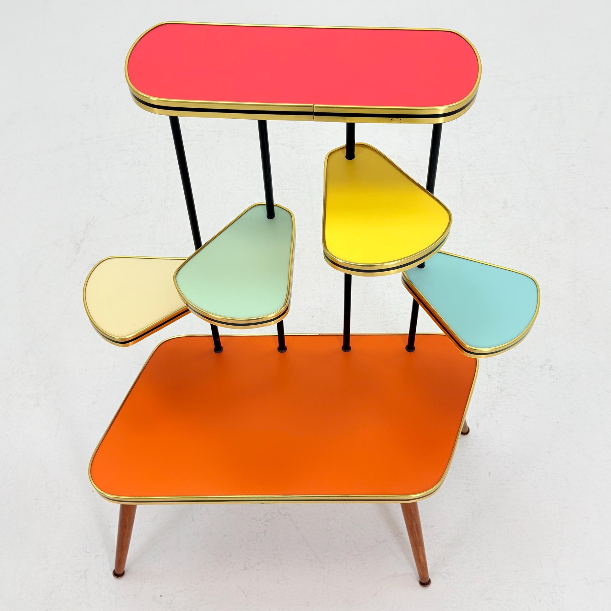 Mid Century Modern Plant Stand Germany 1960s | Colorful Vintage Flower Table | Minimalist Indoor Plant Holder | Retro Side Table