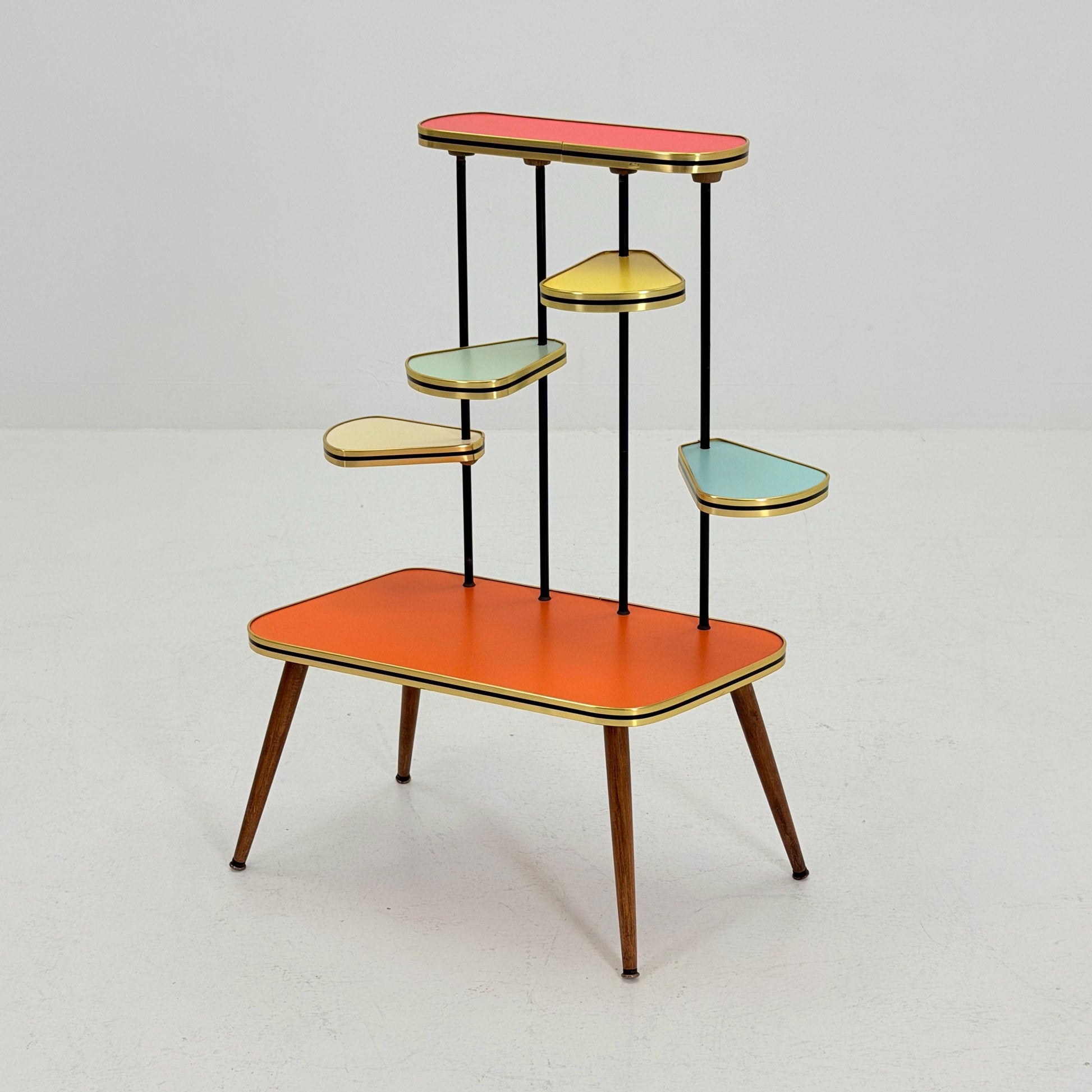 Mid Century Modern Plant Stand Germany 1960s | Colorful Vintage Flower Table | Minimalist Indoor Plant Holder | Retro Side Table