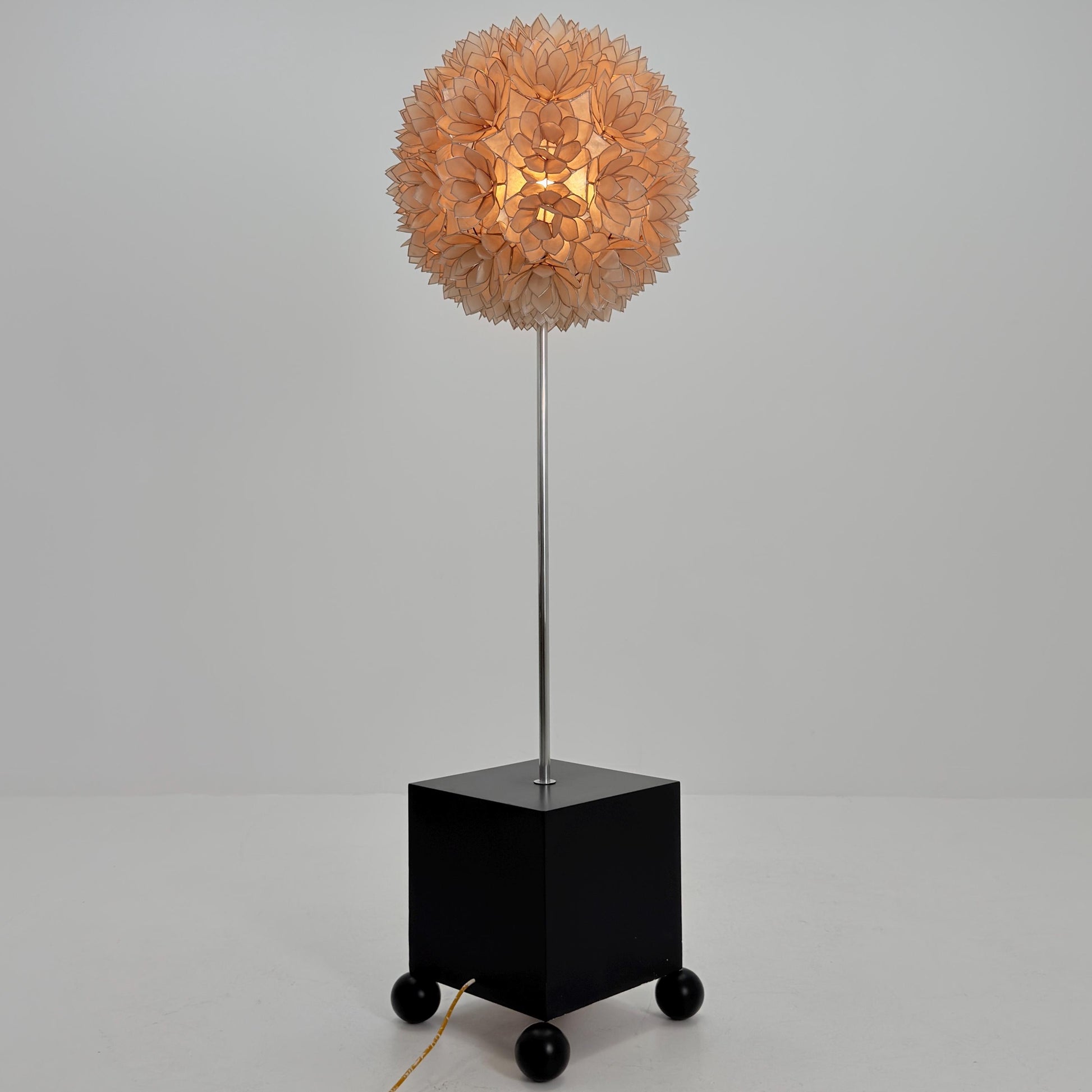 Rare Mid century Lotus Flower Mother of Pearl Floor Lamp by Rausch Germany 1970s