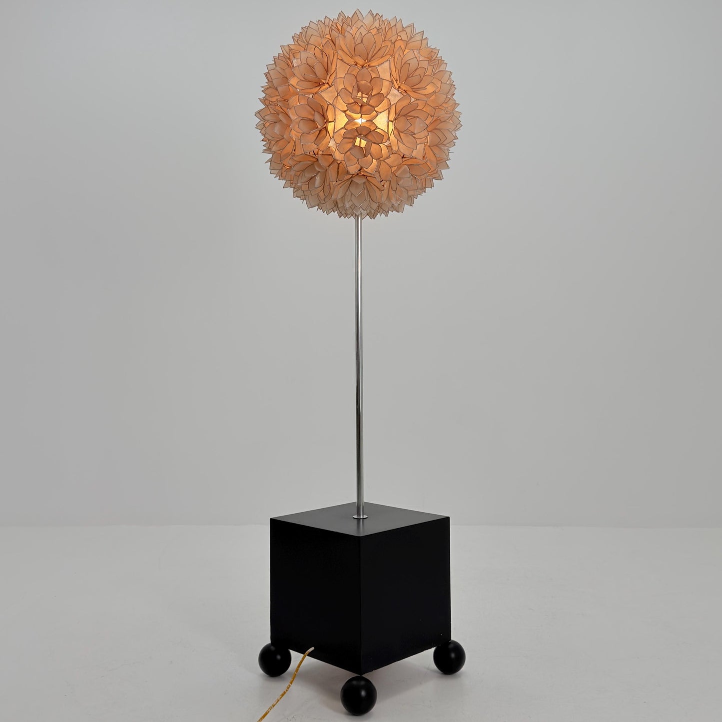 Rare Mid century Lotus Flower Mother of Pearl Floor Lamp by Rausch Germany 1970s