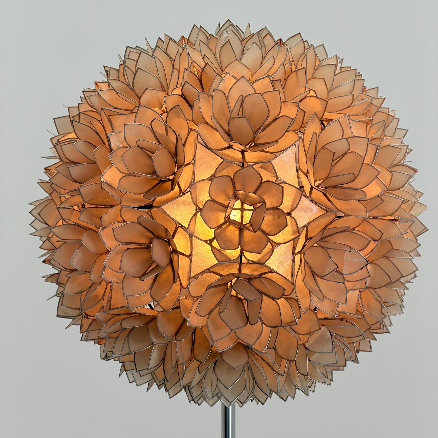 Rare Mid century Lotus Flower Mother of Pearl Floor Lamp by Rausch Germany 1970s