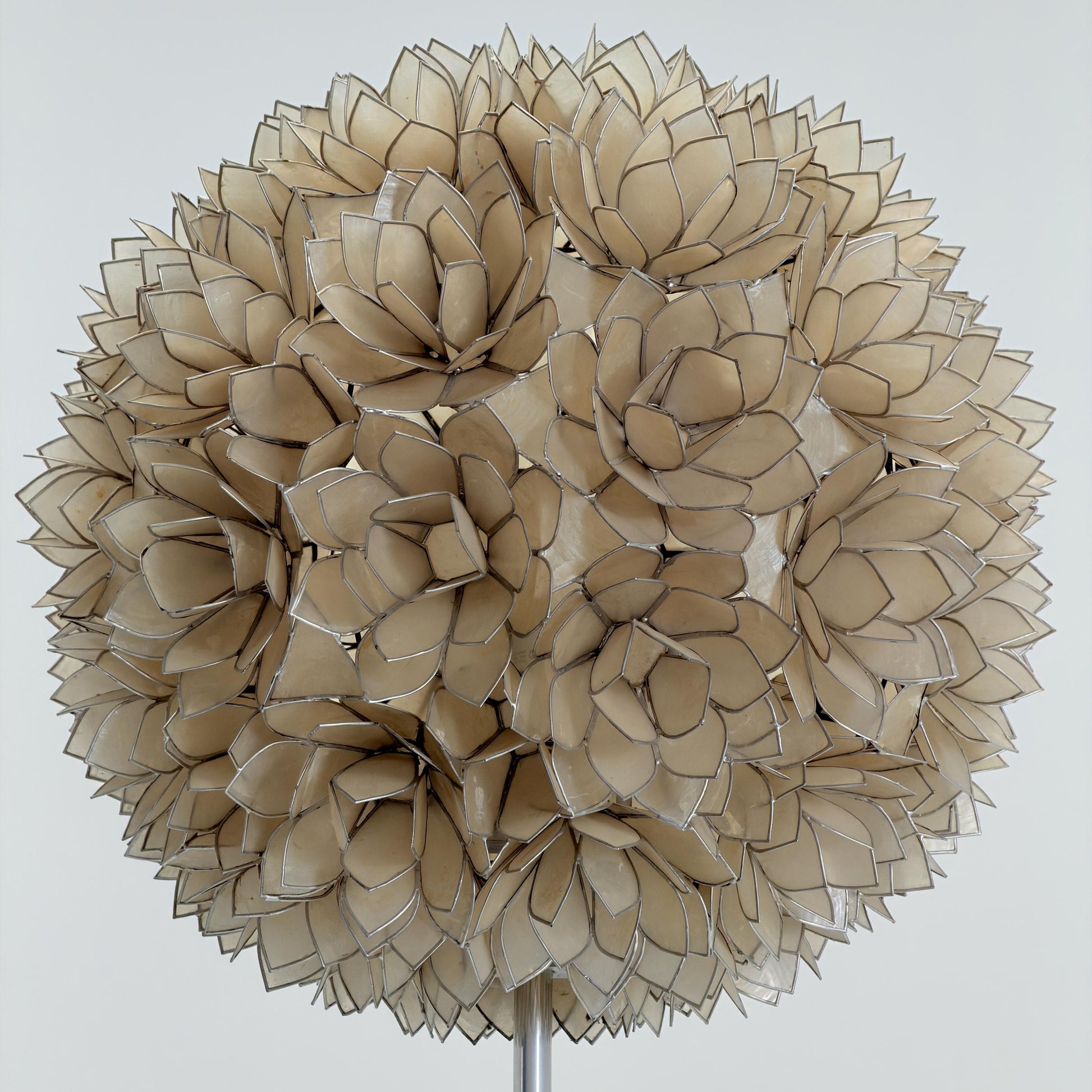 Rare Mid century Lotus Flower Mother of Pearl Floor Lamp by Rausch Germany 1970s