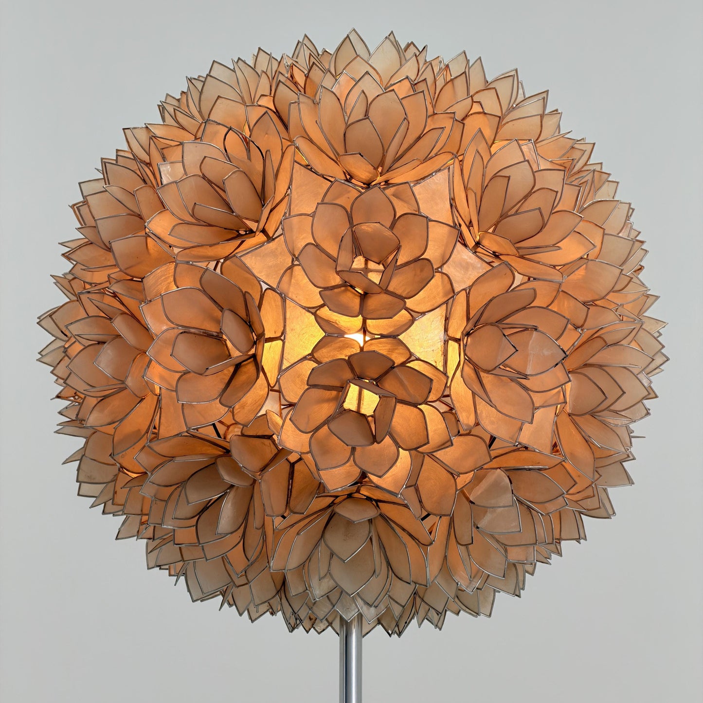Rare Mid century Lotus Flower Mother of Pearl Floor Lamp by Rausch Germany 1970s