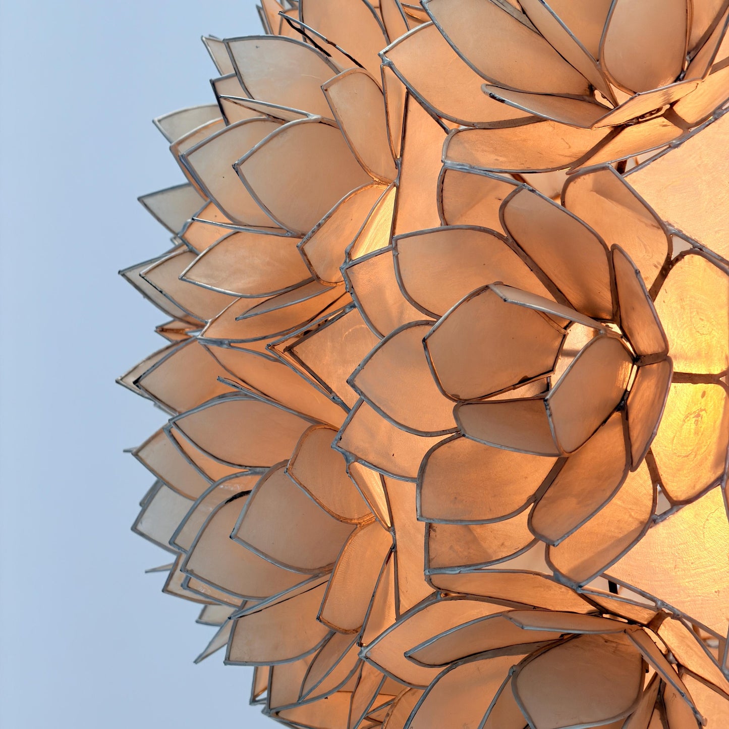Rare Mid century Lotus Flower Mother of Pearl Floor Lamp by Rausch Germany 1970s